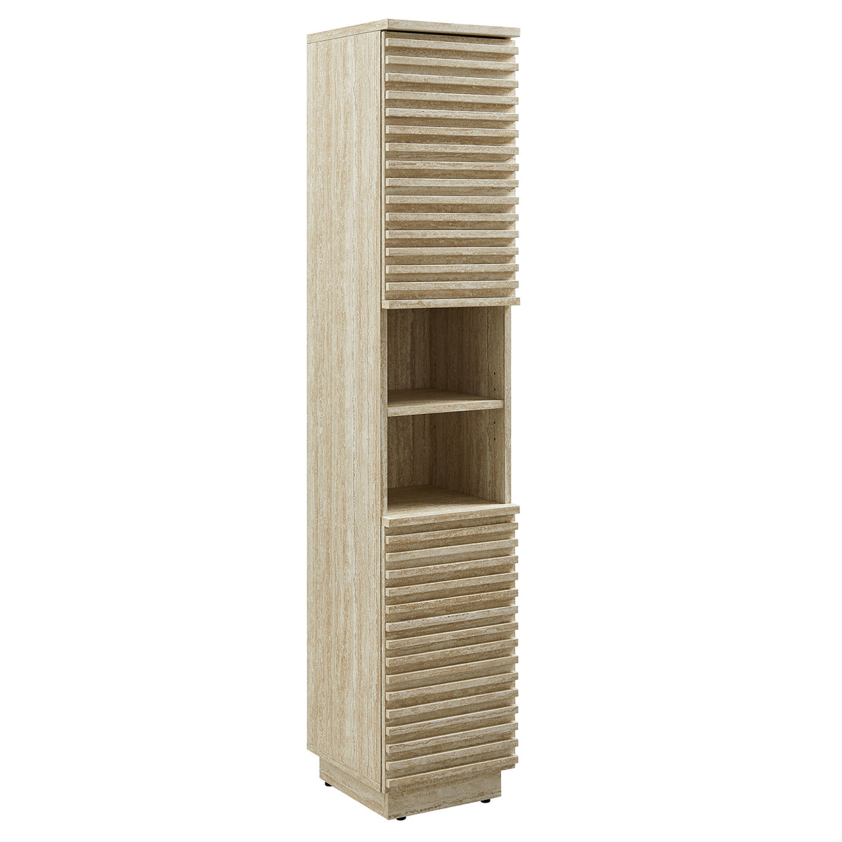 Render Tall Narrow Faux Travertine Linen Storage Cabinet By Modway