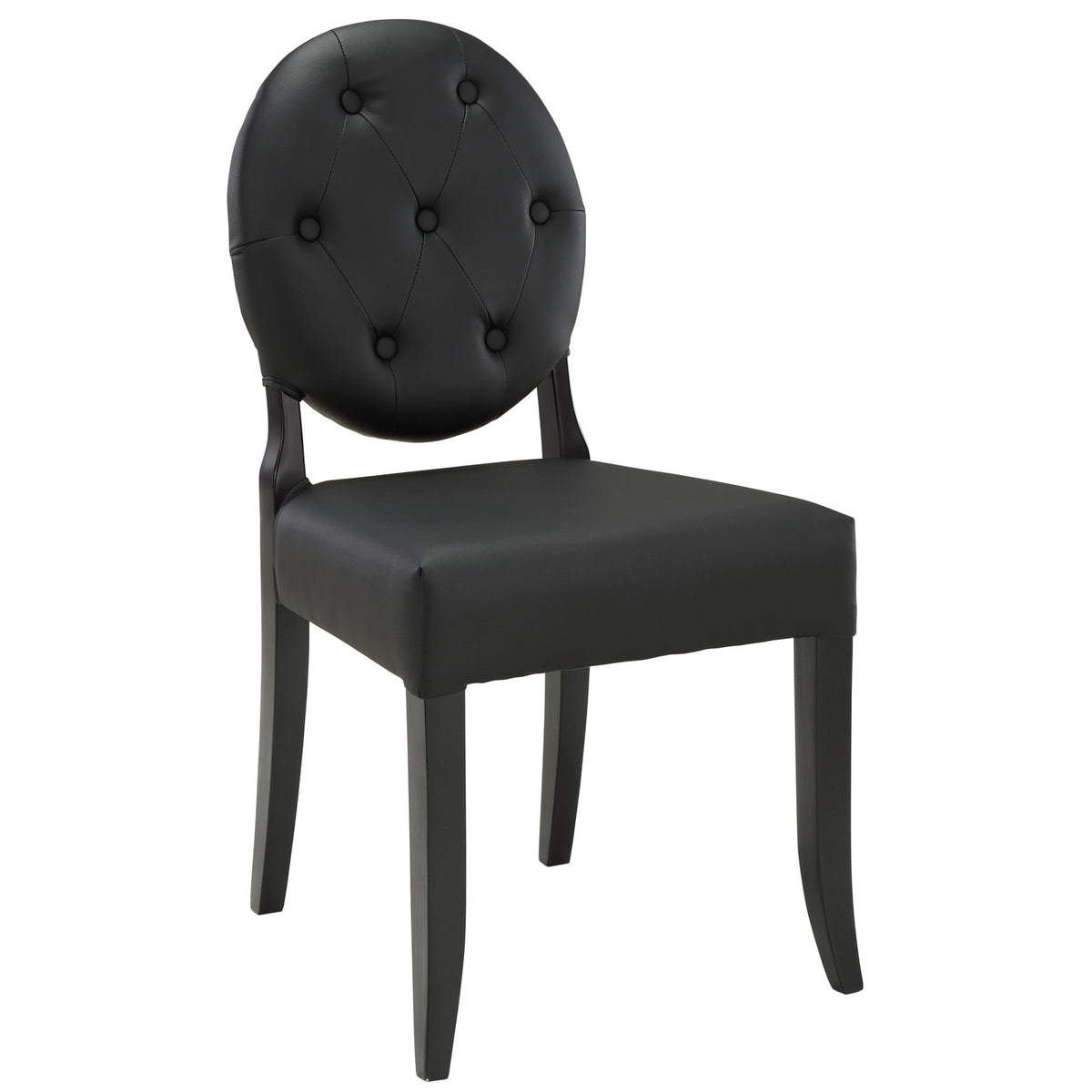 Button Dining Vinyl Side Chair - Black