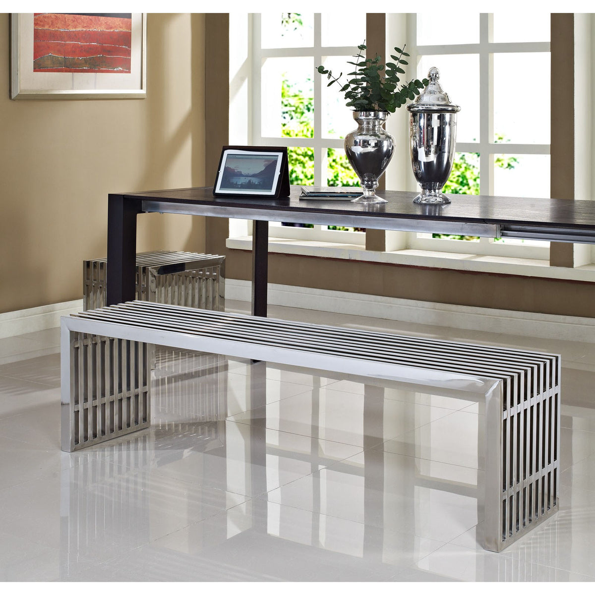 Gridiron Benches Set Of 2 - Silver
