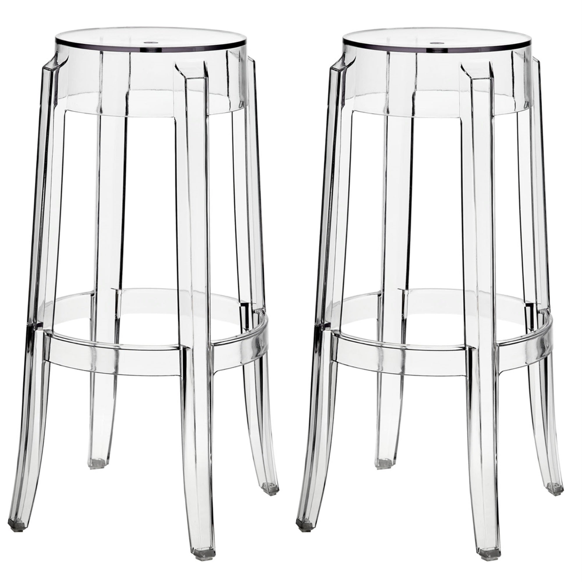 Casper Bar Stools - Transparent Acrylic, Captivating Silhouette, Non-Marking Feet, Set Of 2 - Enhance Any Color Scheme