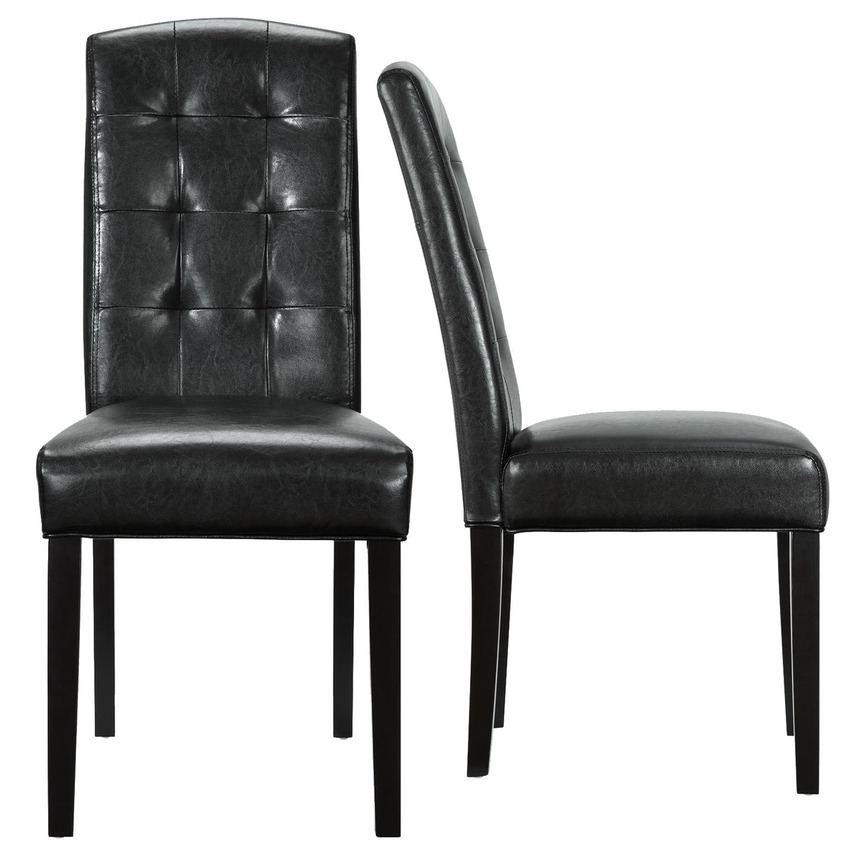 Perdure Dining Chairs Vinyl Set Of 2 - Black