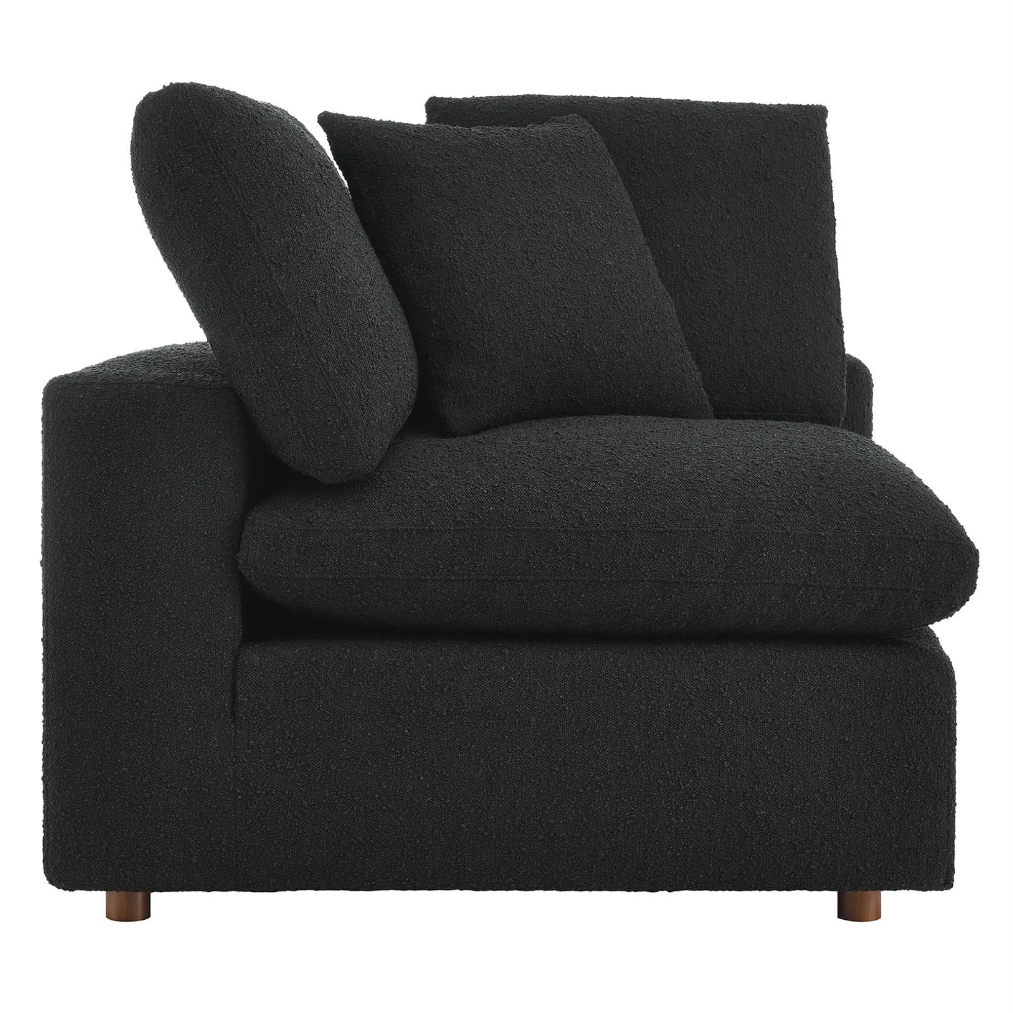 Plush Comfort Corner Chair With Boucle Fabric And Down Feather Cushions