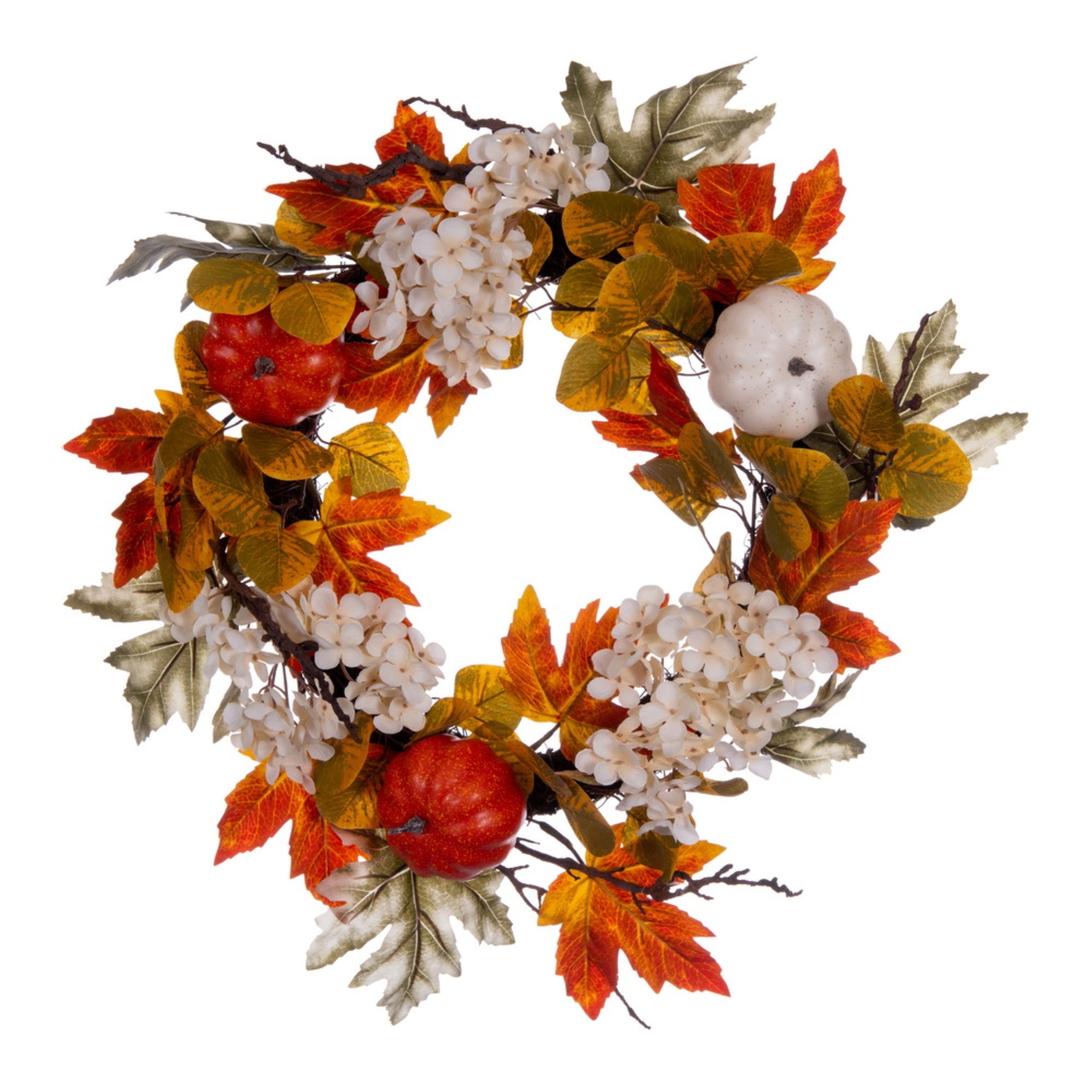 22” Fall Pumpkin Hydrangea Wreath