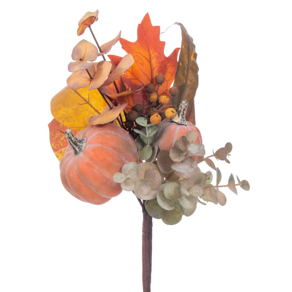 16” Orange Pumpkin Eucalyptus Pick 3/Bag