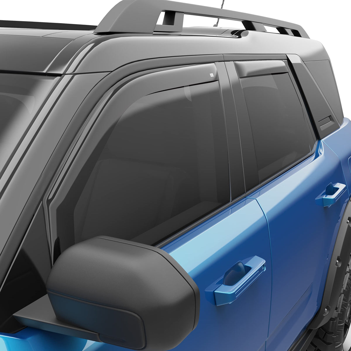 Egr 573561 In-Channel Window Visors Truck Accessory Front And Rear Set, Dark Smoke Finish, Compatible With Select Ford Bronco Models