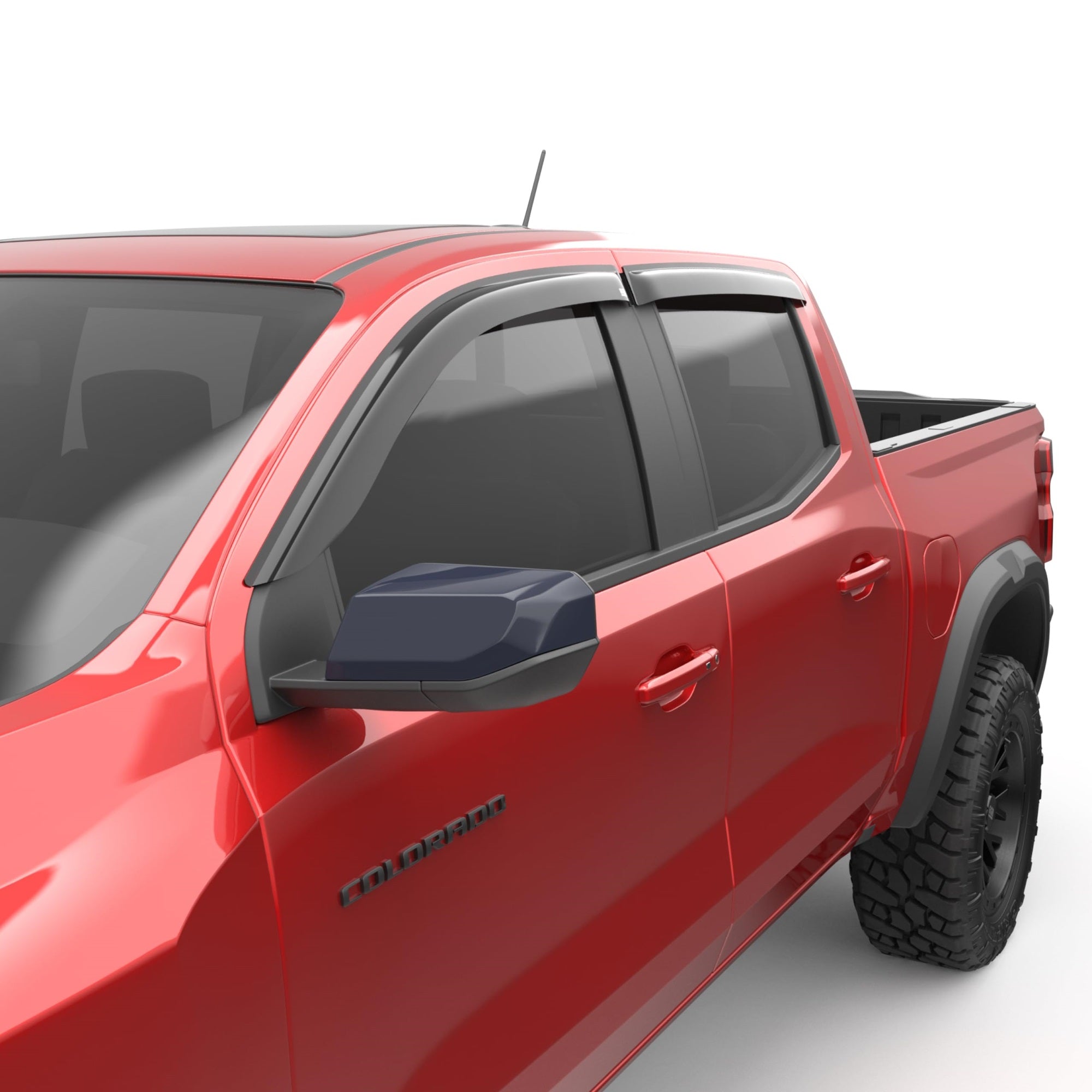 Egr 641795 Tape-On Window Visors Front And Rear Set, Black Matte Finish, Compatible With Select Chevrolet Colorado And Gmc Canyon Models