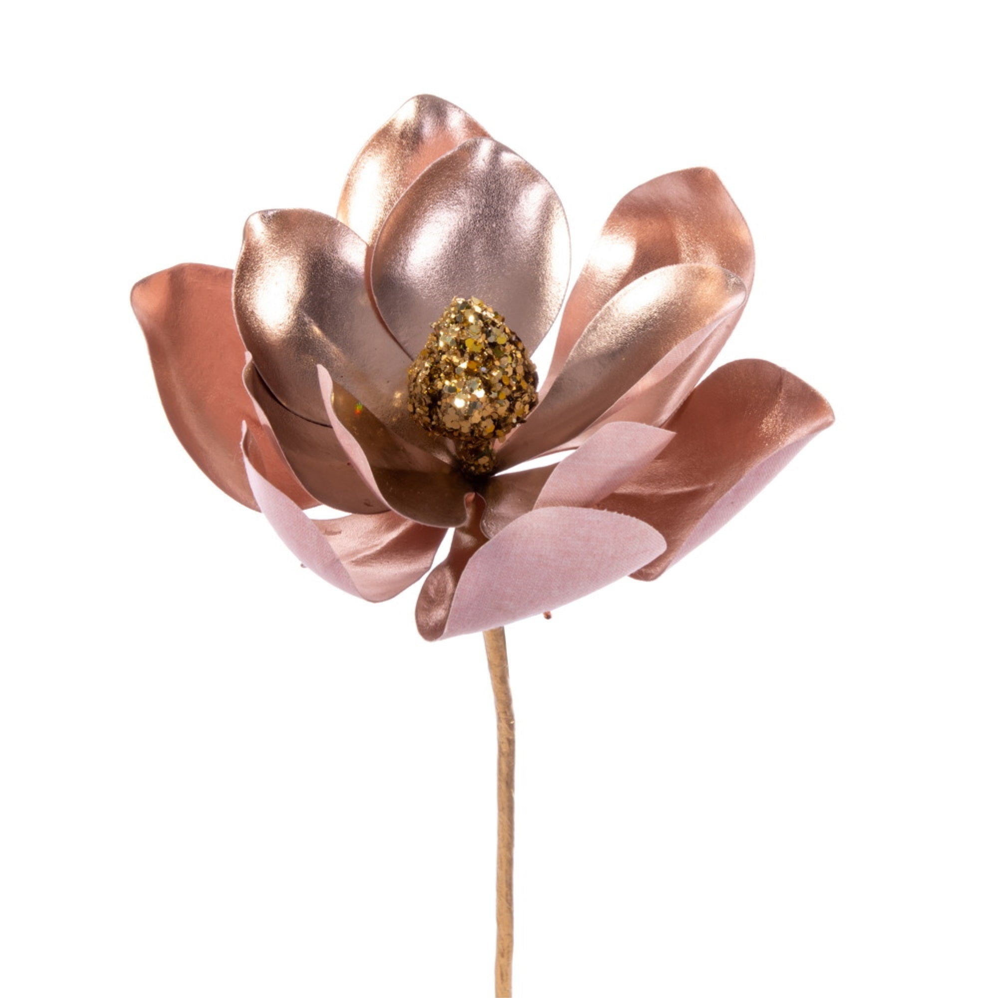 Vickerman 13” Artificial Rose Gold Magnolia Pick 3/Bag. Includes three pieces per bag.