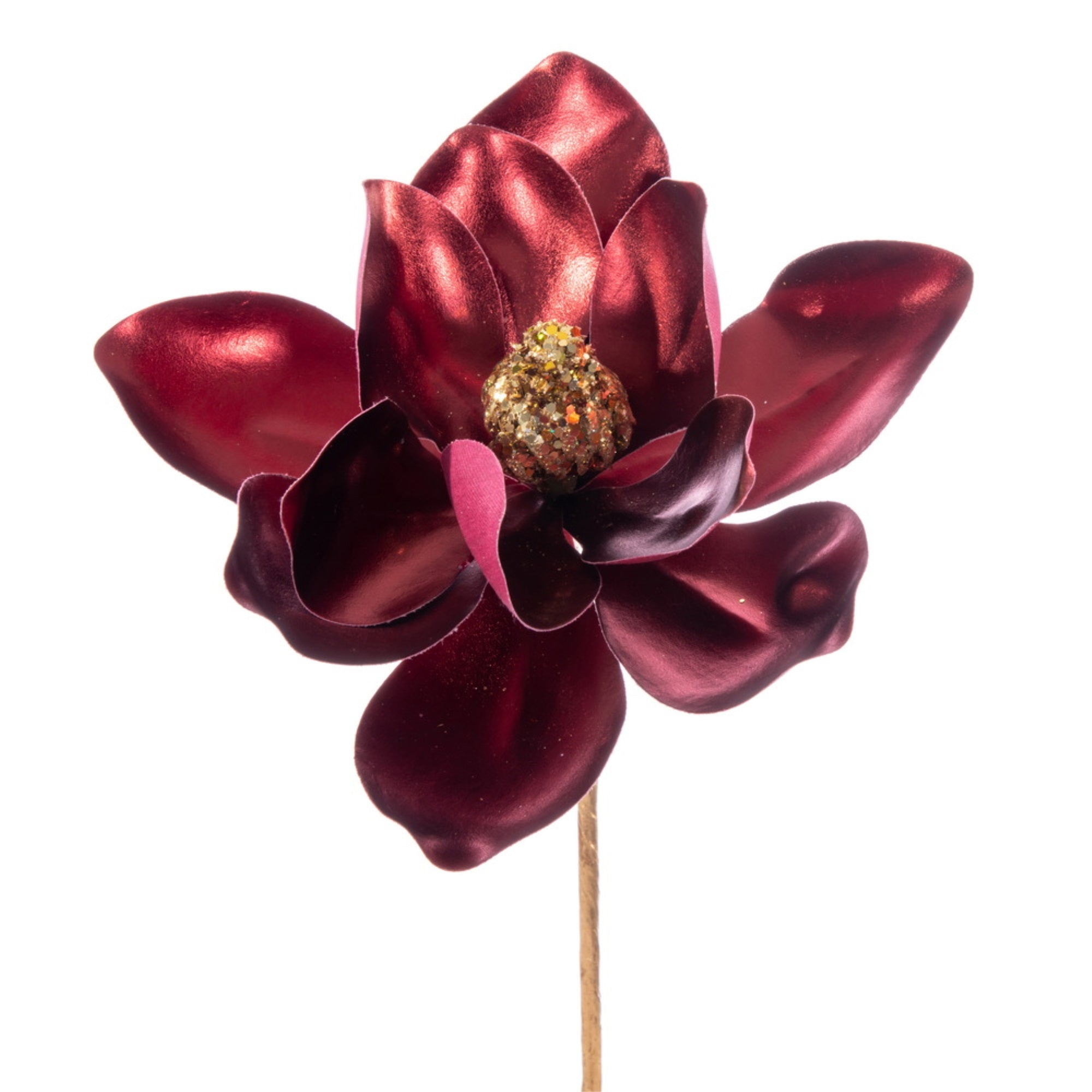 Vickerman 13” Artificial Burgundy Magnolia Pick 3/Bag. Includes three pieces per bag.