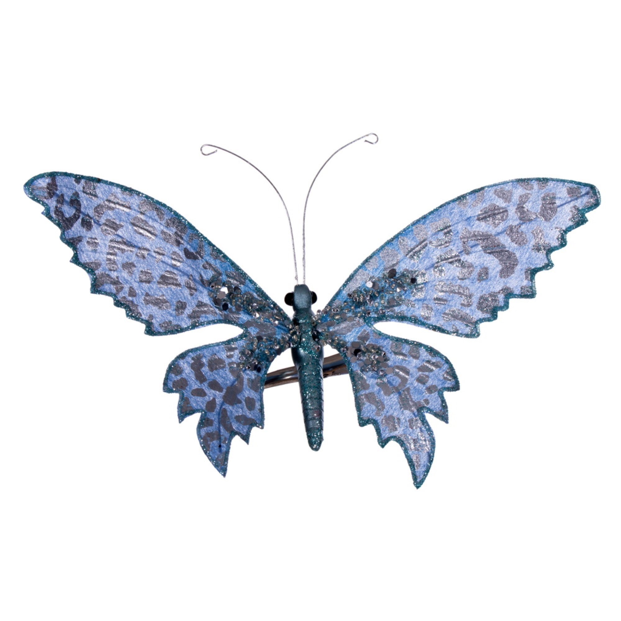 7.5” Blue Glitter Butterfly Clip 4/bag