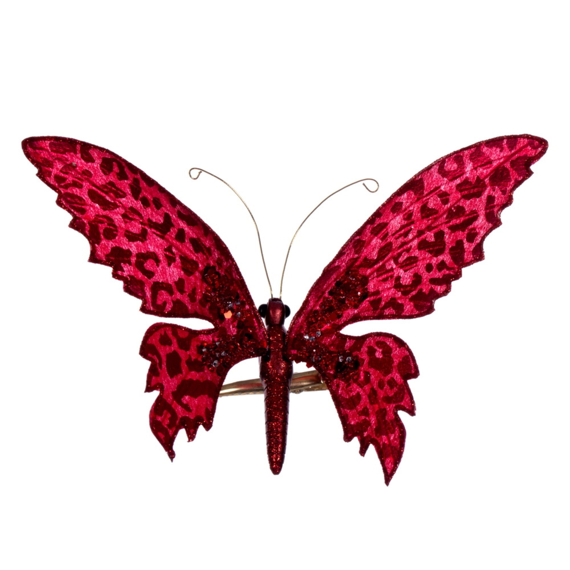 7.5” Red Glitter Butterfly Clip 4/bag
