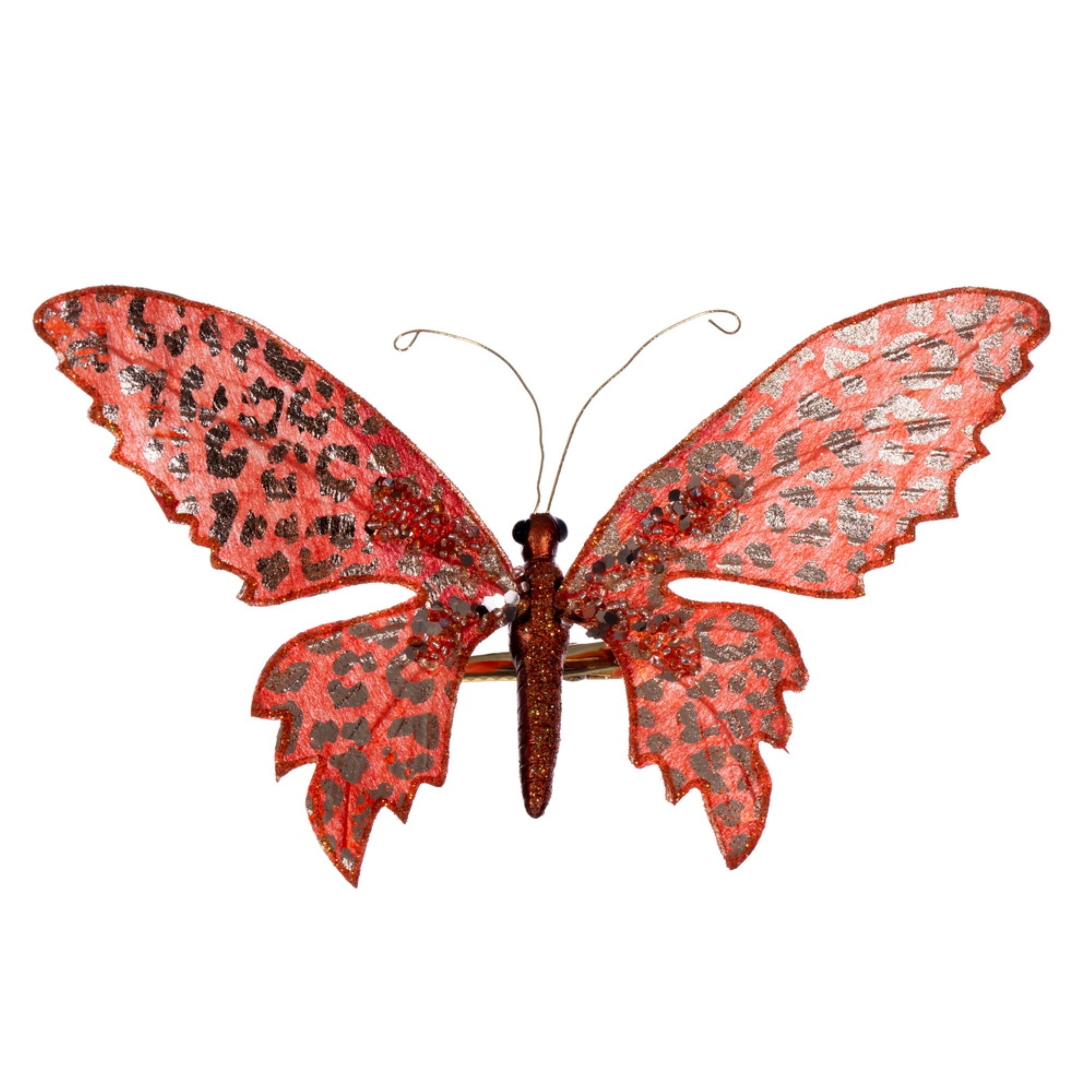 7.5” Orange Glitter Butterfly Clip 4/bag