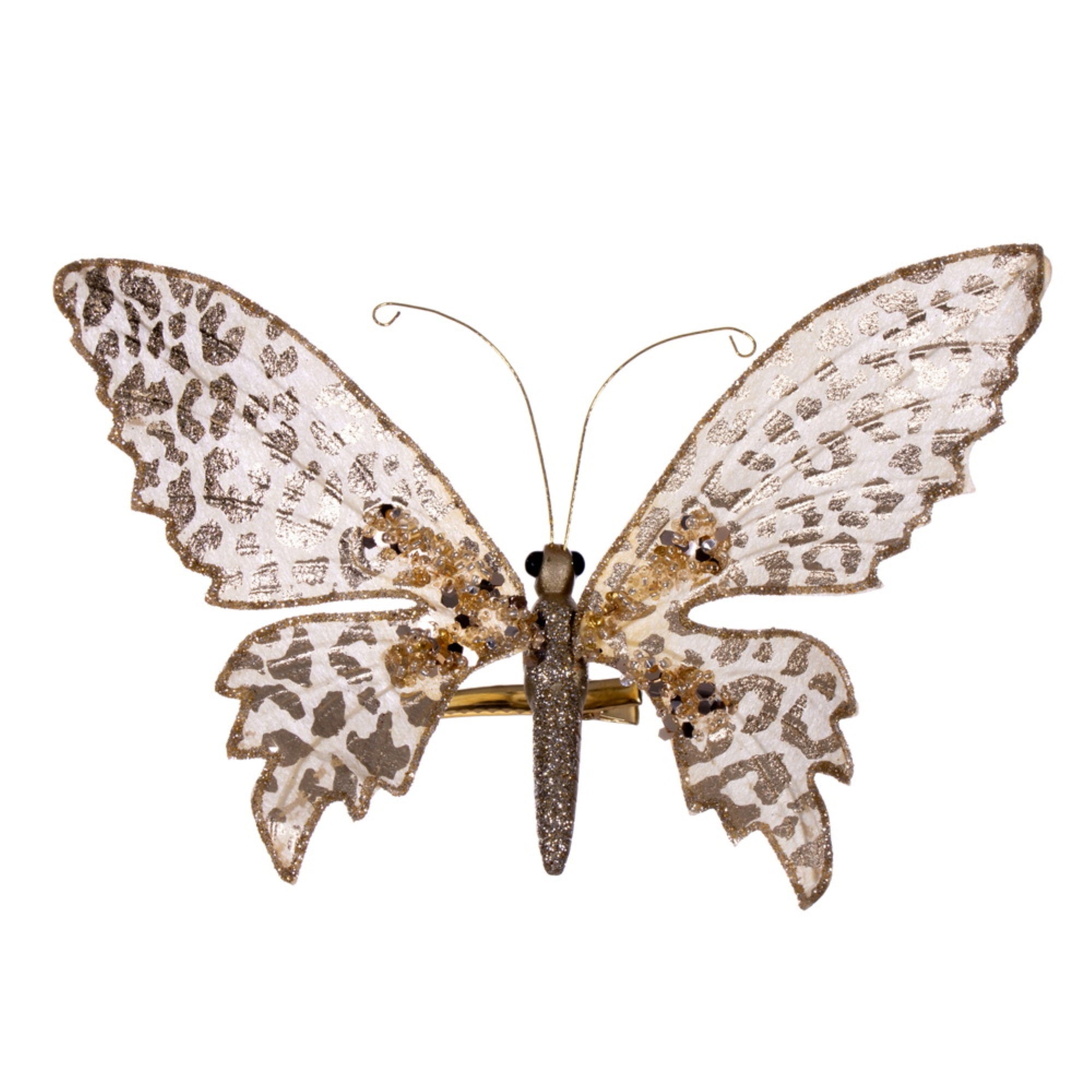 7.5” Champagne Glitt Butterfly Clip 4/bg