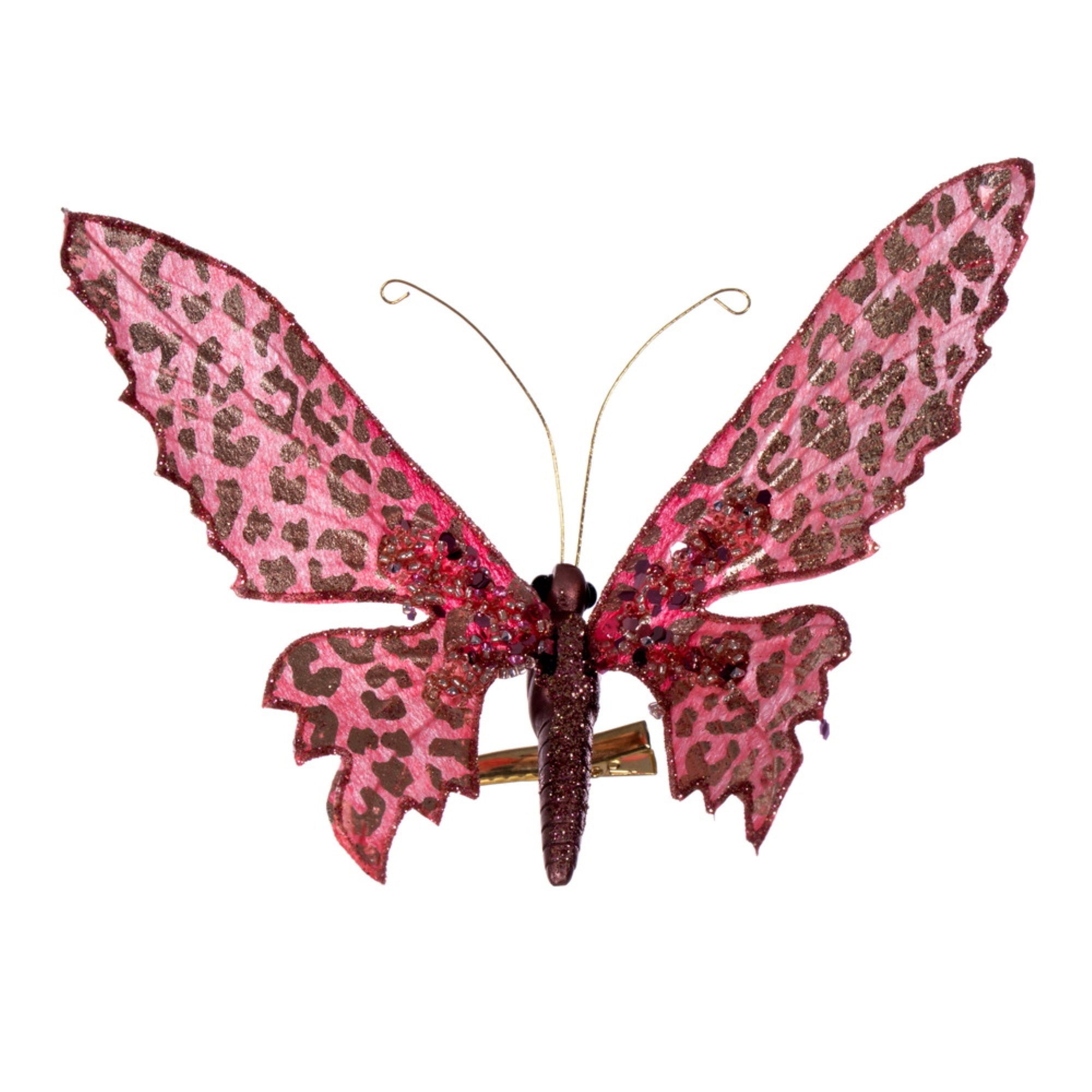 7.5” Pink Glitter Butterfly Clip 4/bag