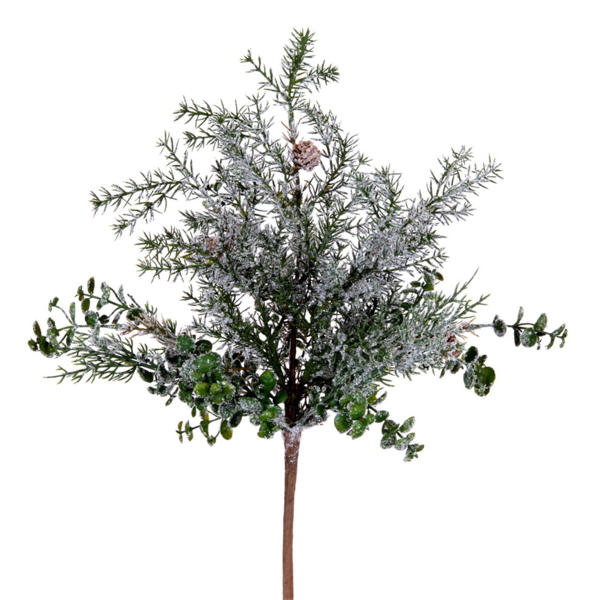 Vickerman 20” Artificial Green Snow Cedar and Eucalyptus Bush. Includes 2 pieces per bag.