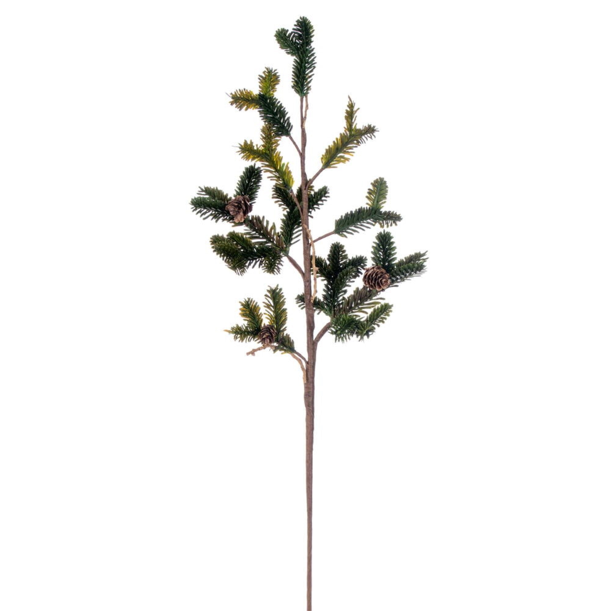 Vickerman 25” Green Pine Spray 3/Bag. Featuring 1 fully bloomed flower, and rich green foliage.
