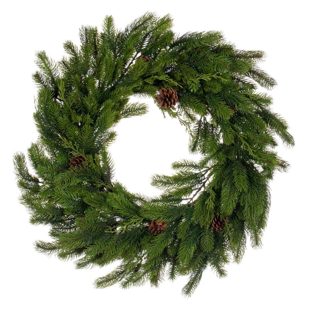 28” Holiday Pine Wreath with Cones
