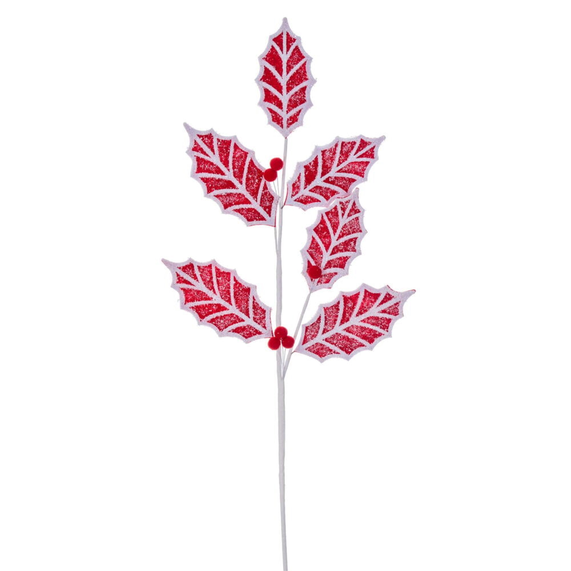 Vickerman 26” Red and White Holly Berry Artificial Christmas Spray. Includes 3 pieces per bag