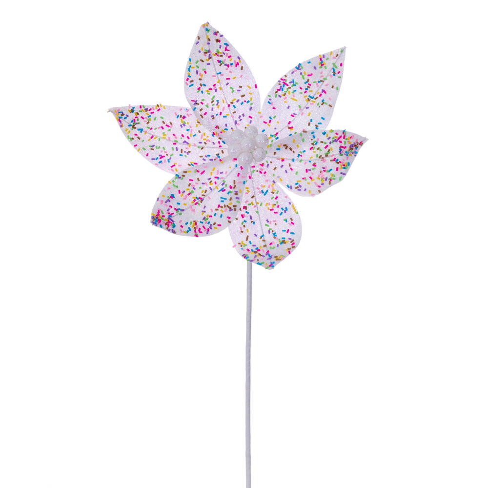 23” White Poinsettia Stem 4/Bag