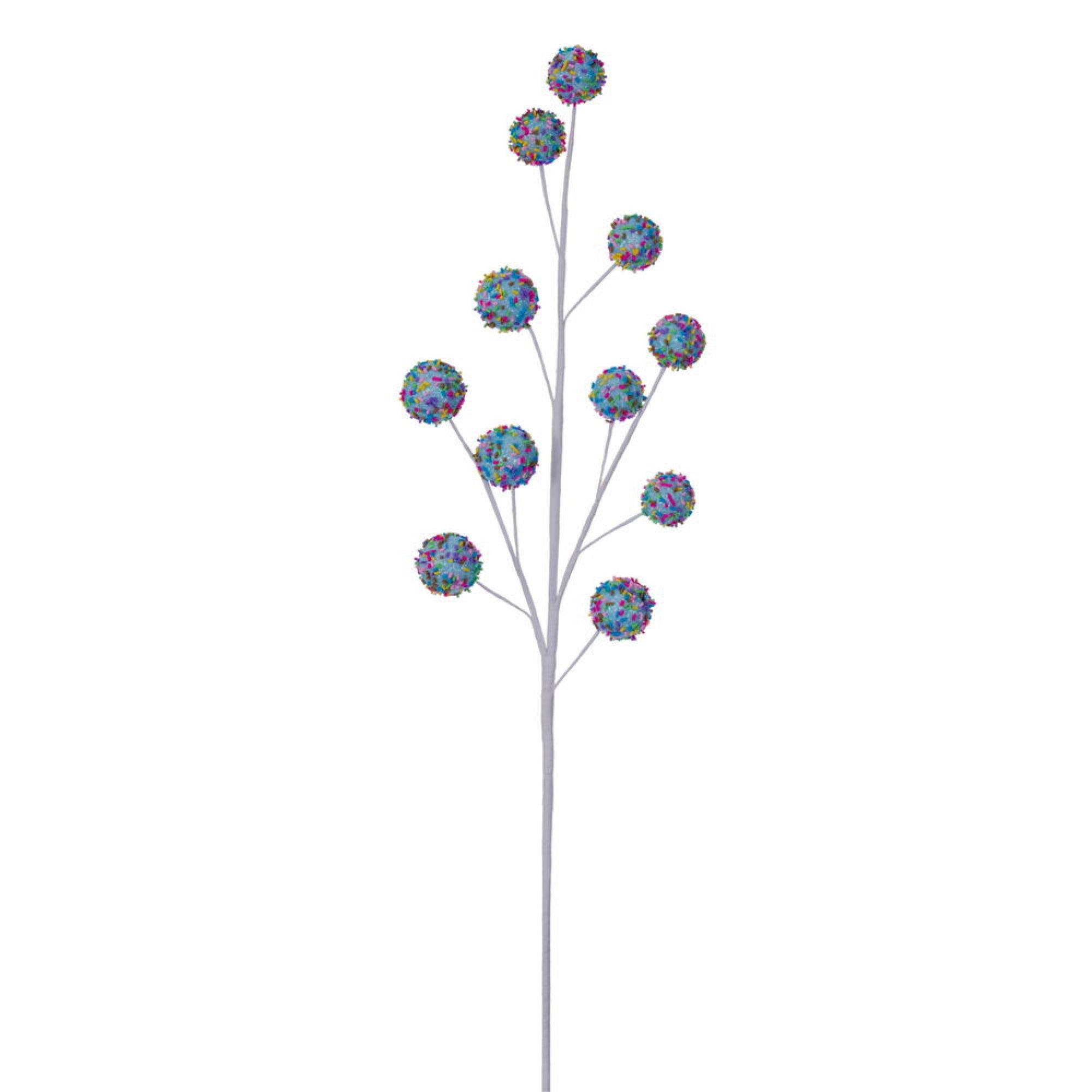 Vickerman 26” Blue Glitter Ball Artificial Christmas Spray 3/Bag