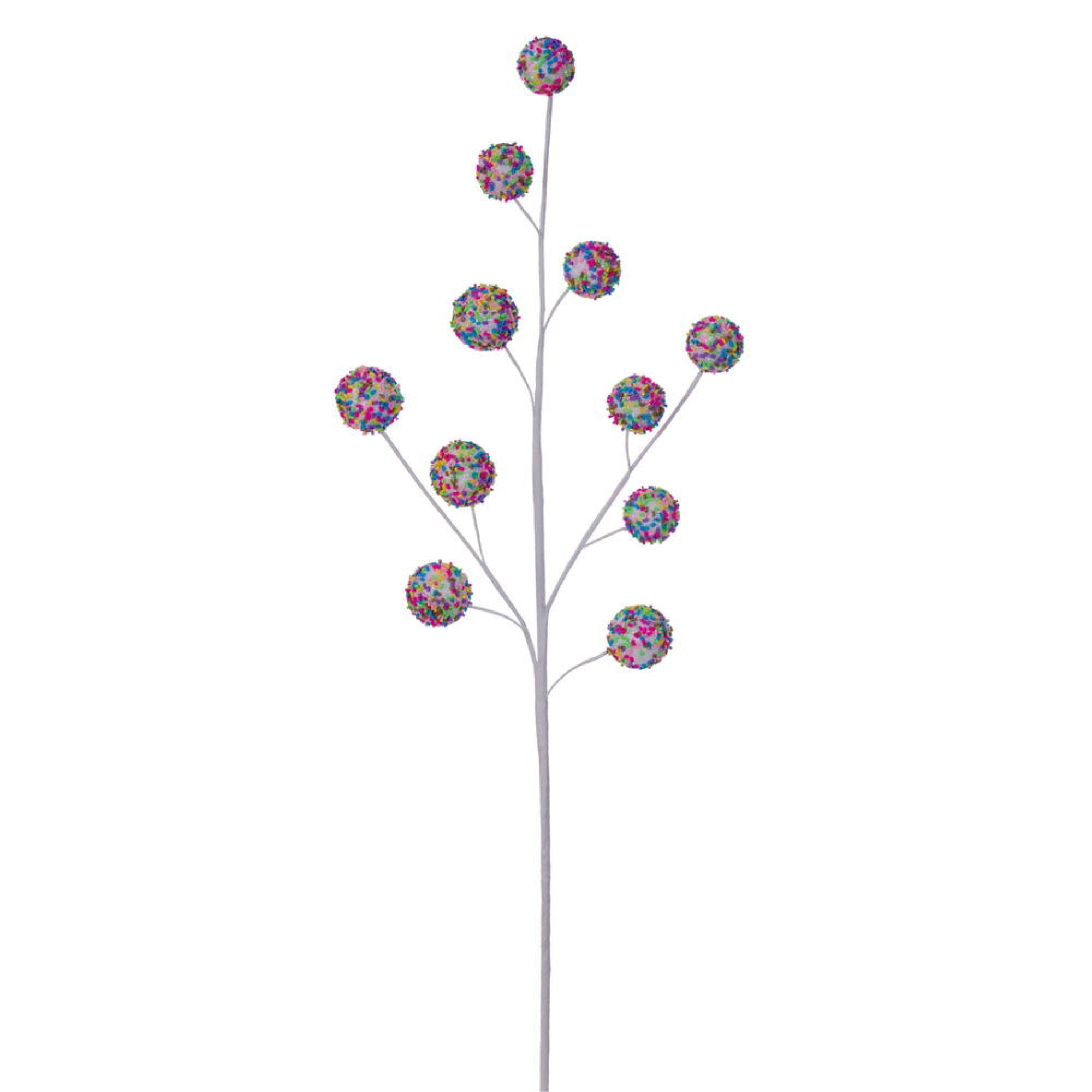 Vickerman 26” White Glitter Ball Artificial Christmas Spray 3/Bag