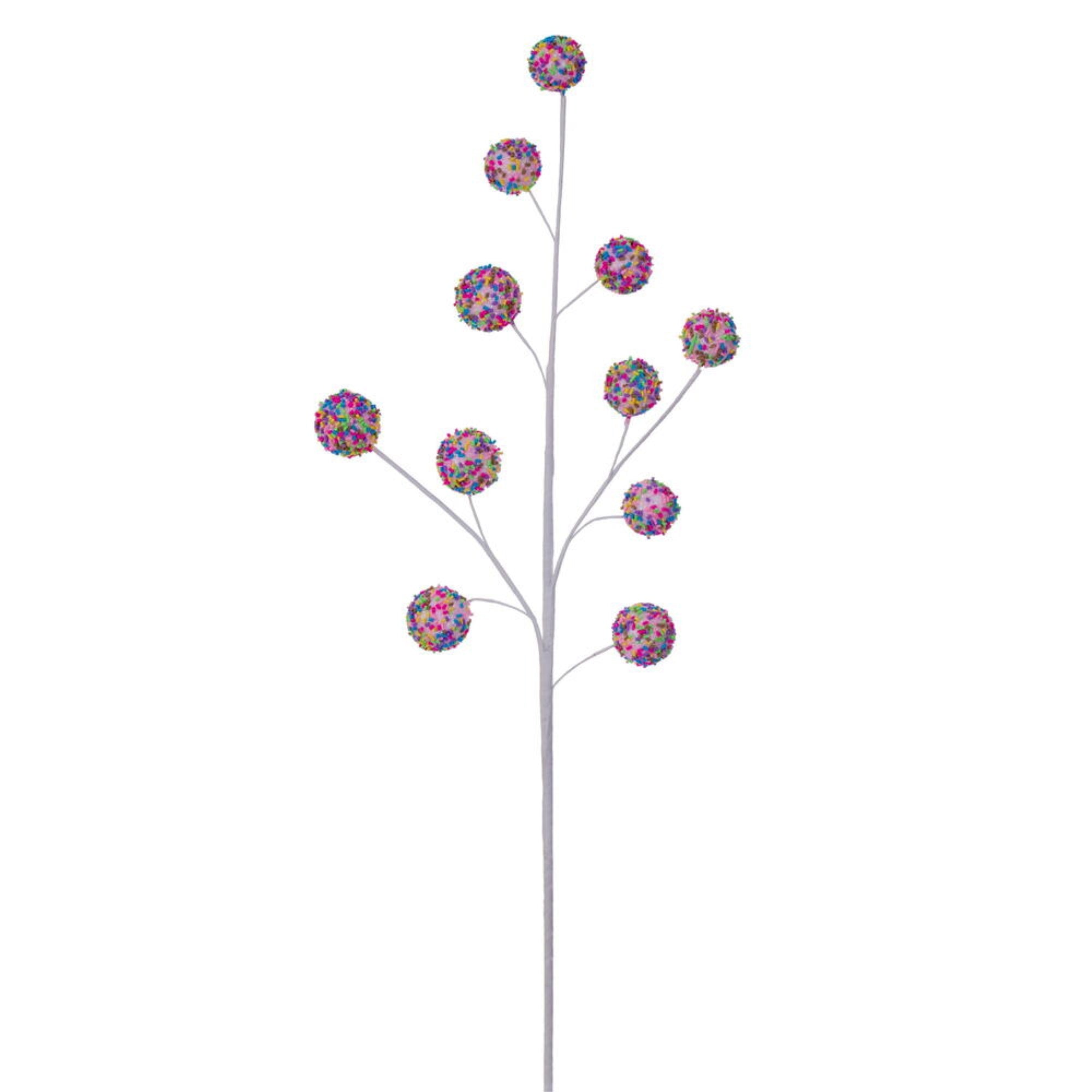 Vickerman 26” Pink Glitter Ball Artificial Christmas Spray 3/Bag