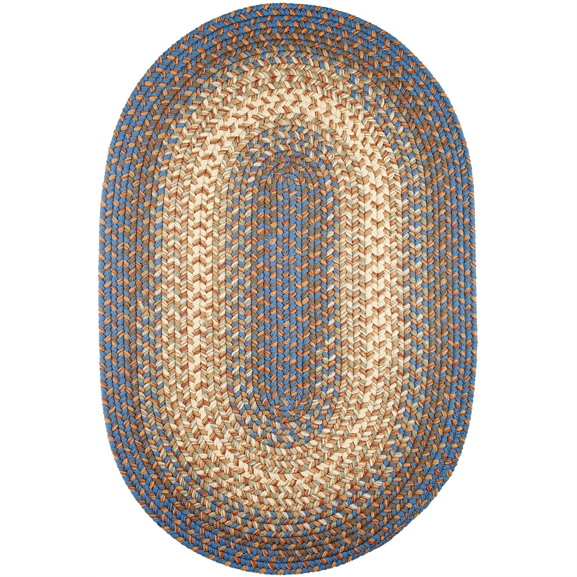 Rhody Rug EL93R060X096 Braided Area Rugs, Blue Lake, 5' x 8'
