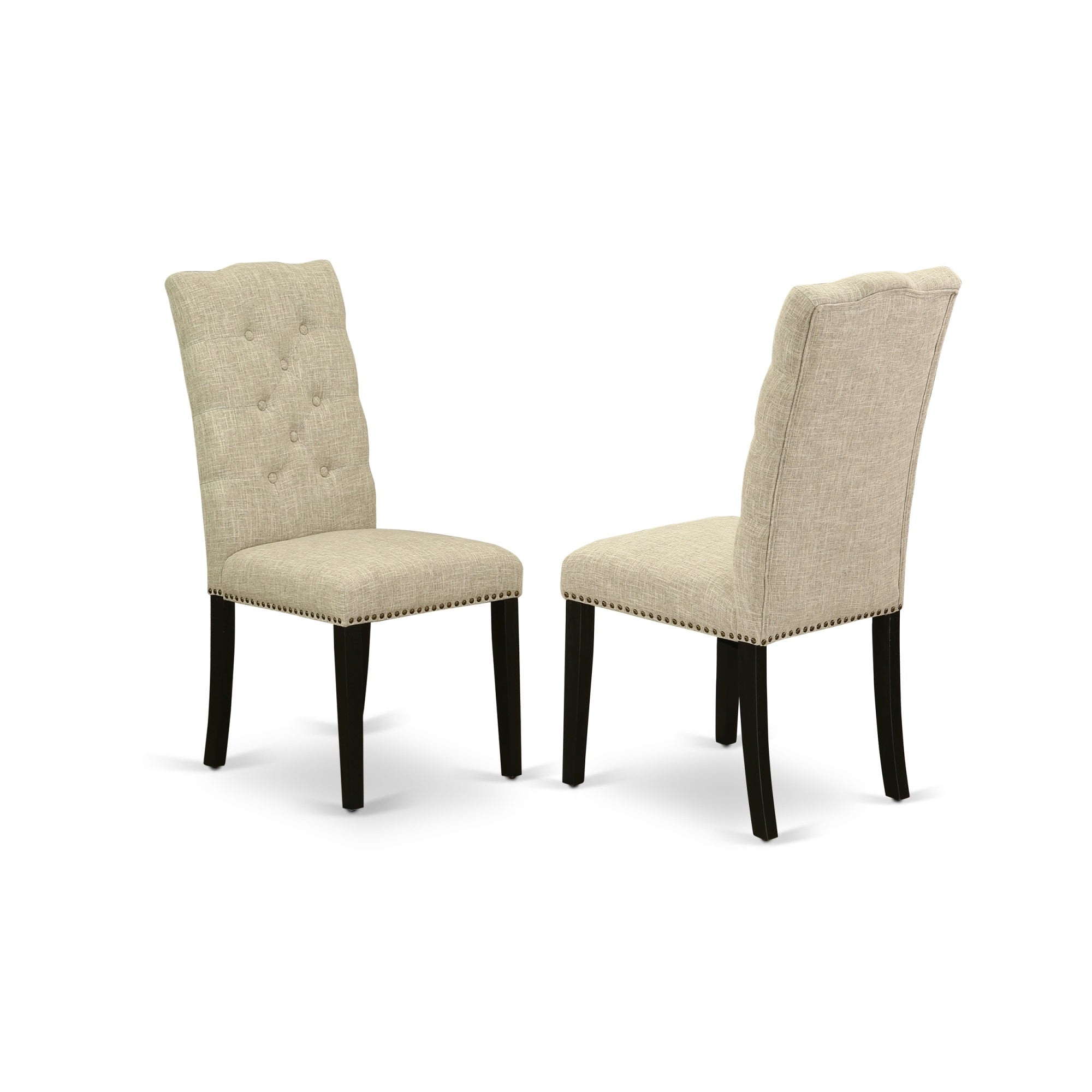 Set Of 2 Chairs Elsa Parson Chair With Wirebrushed Black Finished Leg And Doeskin Fabric Color