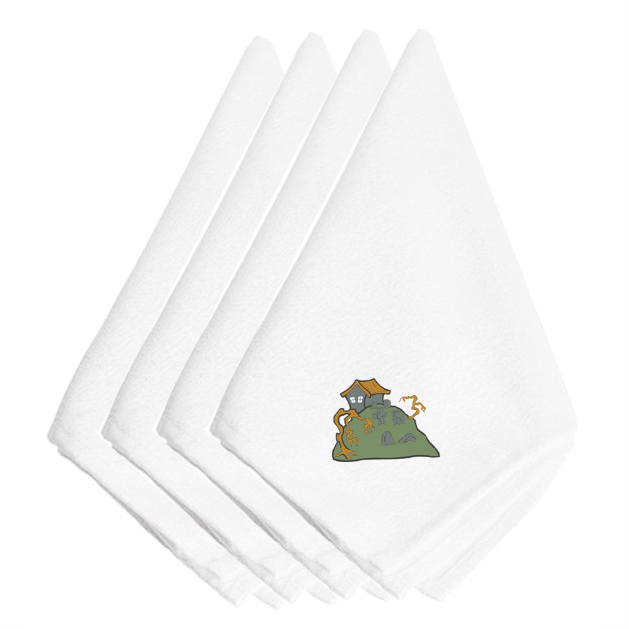 Caroline'S Treasures Emai0008Npke Halloween Graveyard Embroidered Napkins (Set Of 4), 20, Multicolor