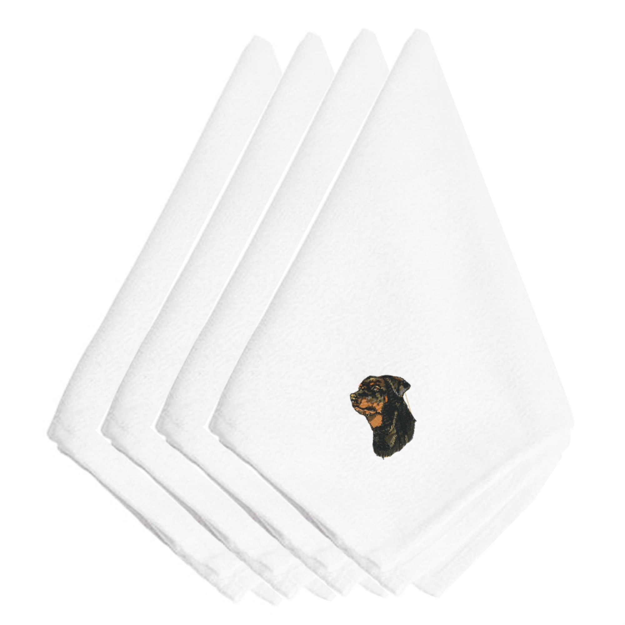 Caroline'S Treasures Embt1747Npke Rottweiler Embroidered Napkins (Set Of 4), 20, Multicolor