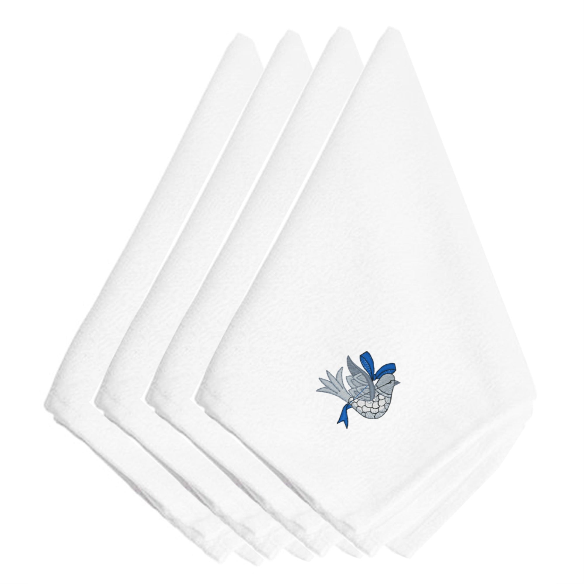 Caroline'S Treasures Embt2105Npke Christmas Blue And Silver Dove Embroidered Napkins (Set Of 4), 20, Multicolor