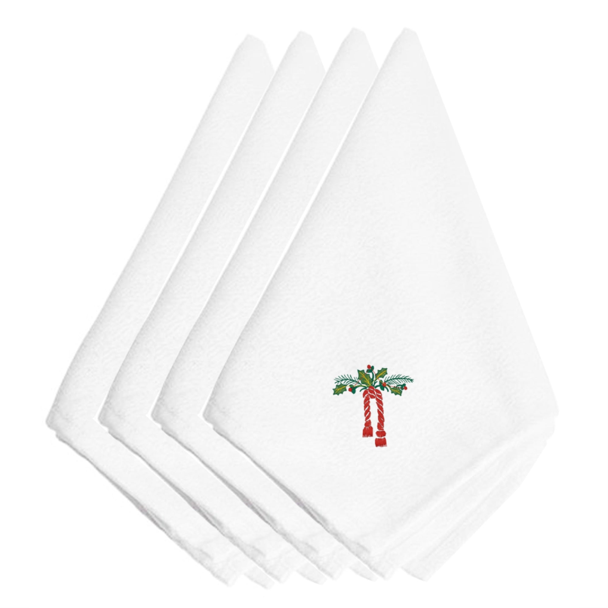 Caroline'S Treasures Embt2408Npke Christmas Holly Drape Embroidered Napkins (Set Of 4), 20, Multicolor