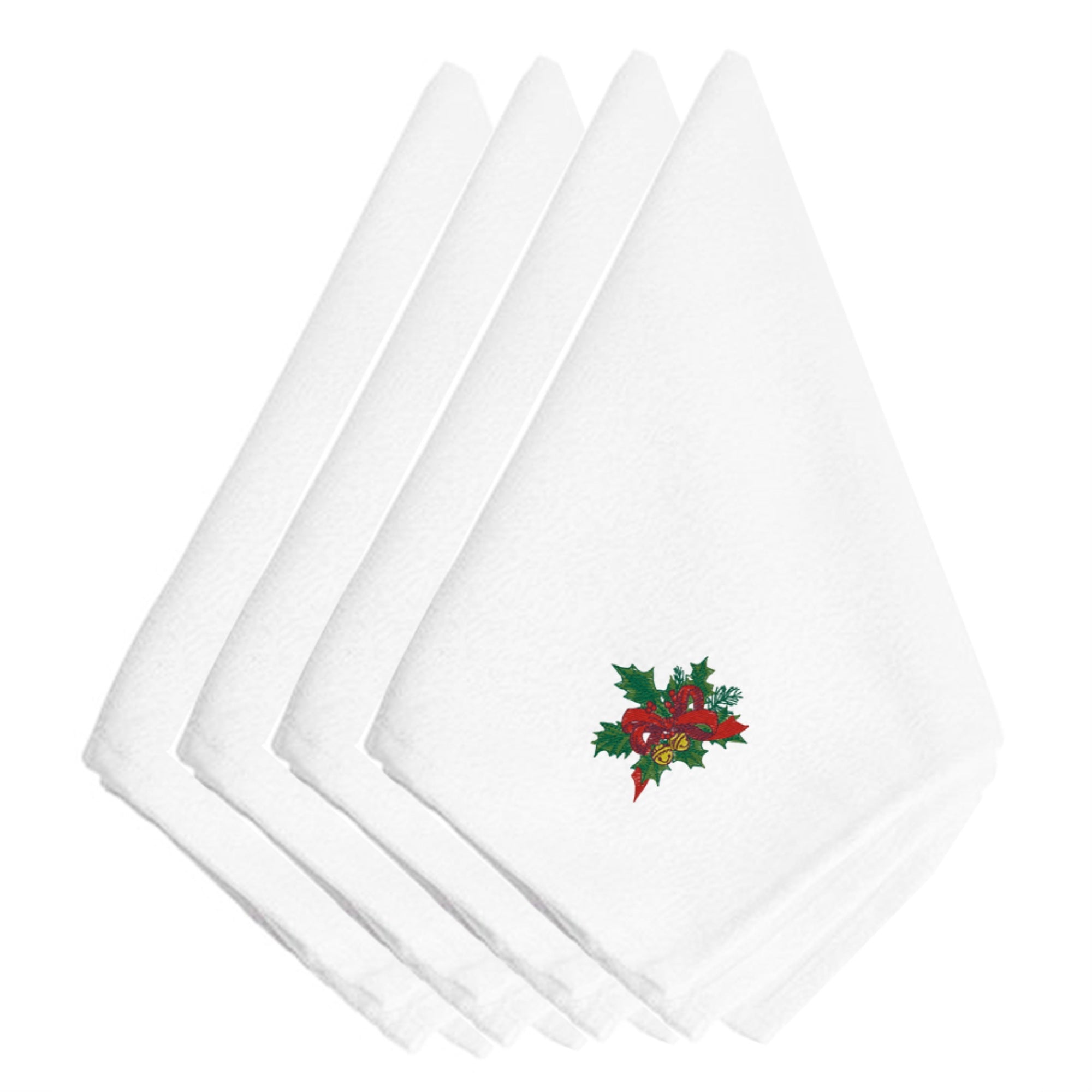 Caroline'S Treasures Embt2414Npke Christmas Holly Bells Embroidered Napkins (Set Of 4), 20, Multicolor