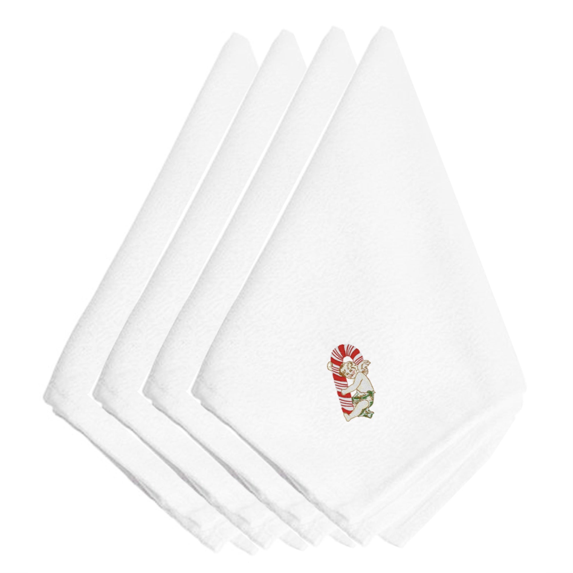Caroline'S Treasures Embt2415Npke Christmas Candy Cane Cherub Embroidered Napkins (Set Of 4), 20, Multicolor