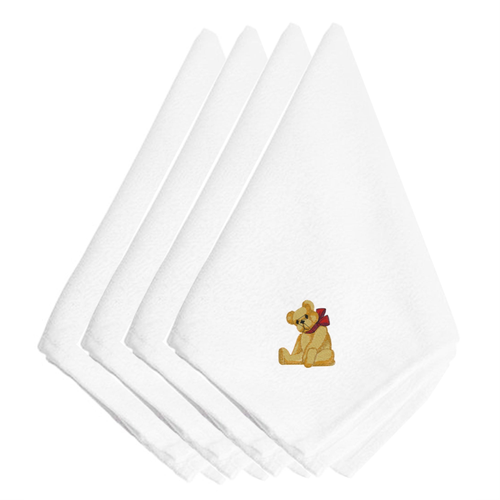 Caroline'S Treasures Embt2421Npke Christmas Teddy Bear Embroidered Napkins (Set Of 4), 20, Multicolor