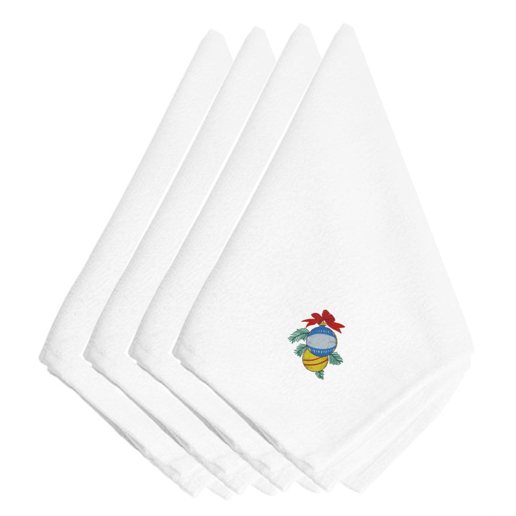 Caroline'S Treasures Embt2424Npke Christmas Ball Ornaments Embroidered Napkins (Set Of 4), 20, Multicolor