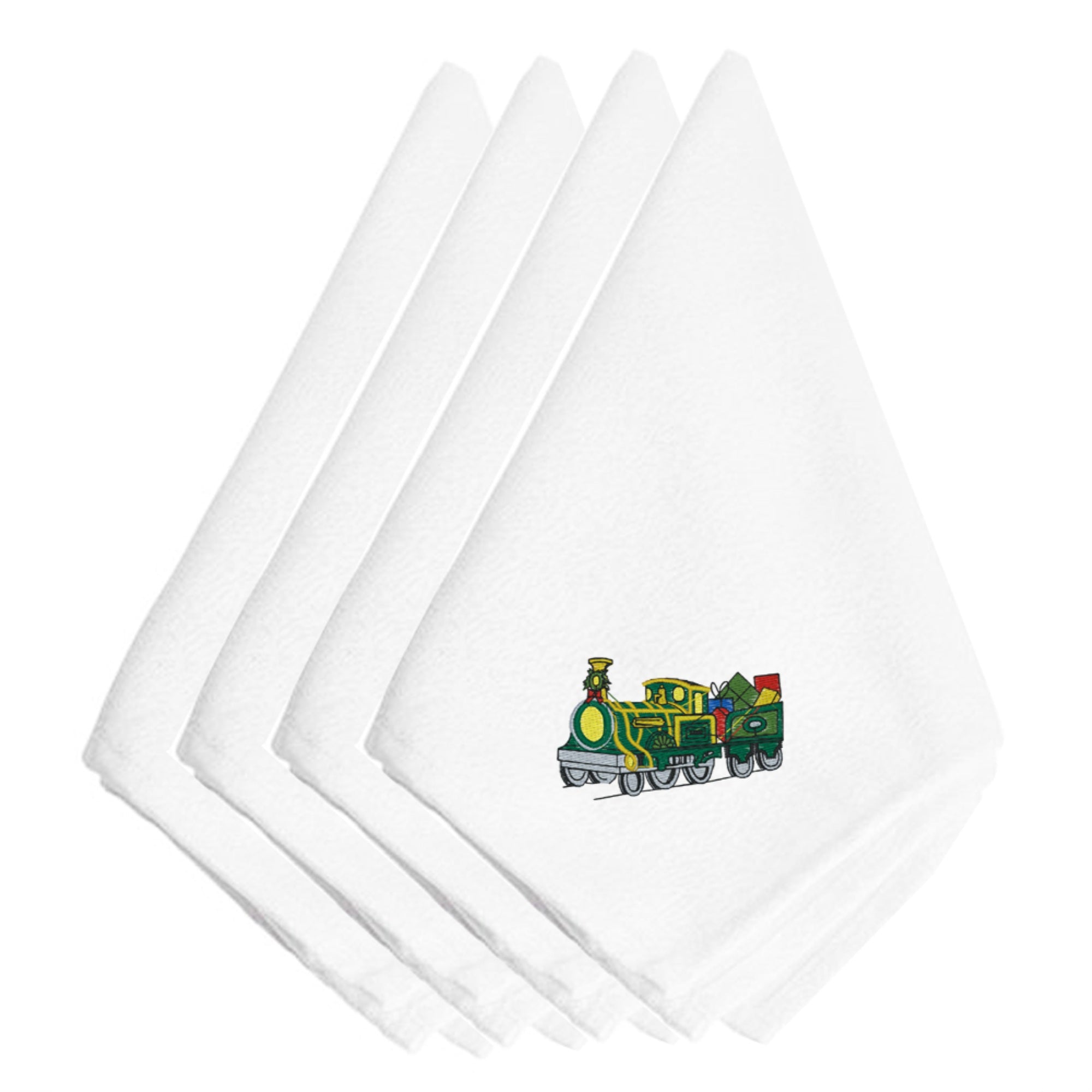 Caroline'S Treasures Embt2428Npke Christmas Train With Presents Embroidered Napkins (Set Of 4), 20, Multicolor