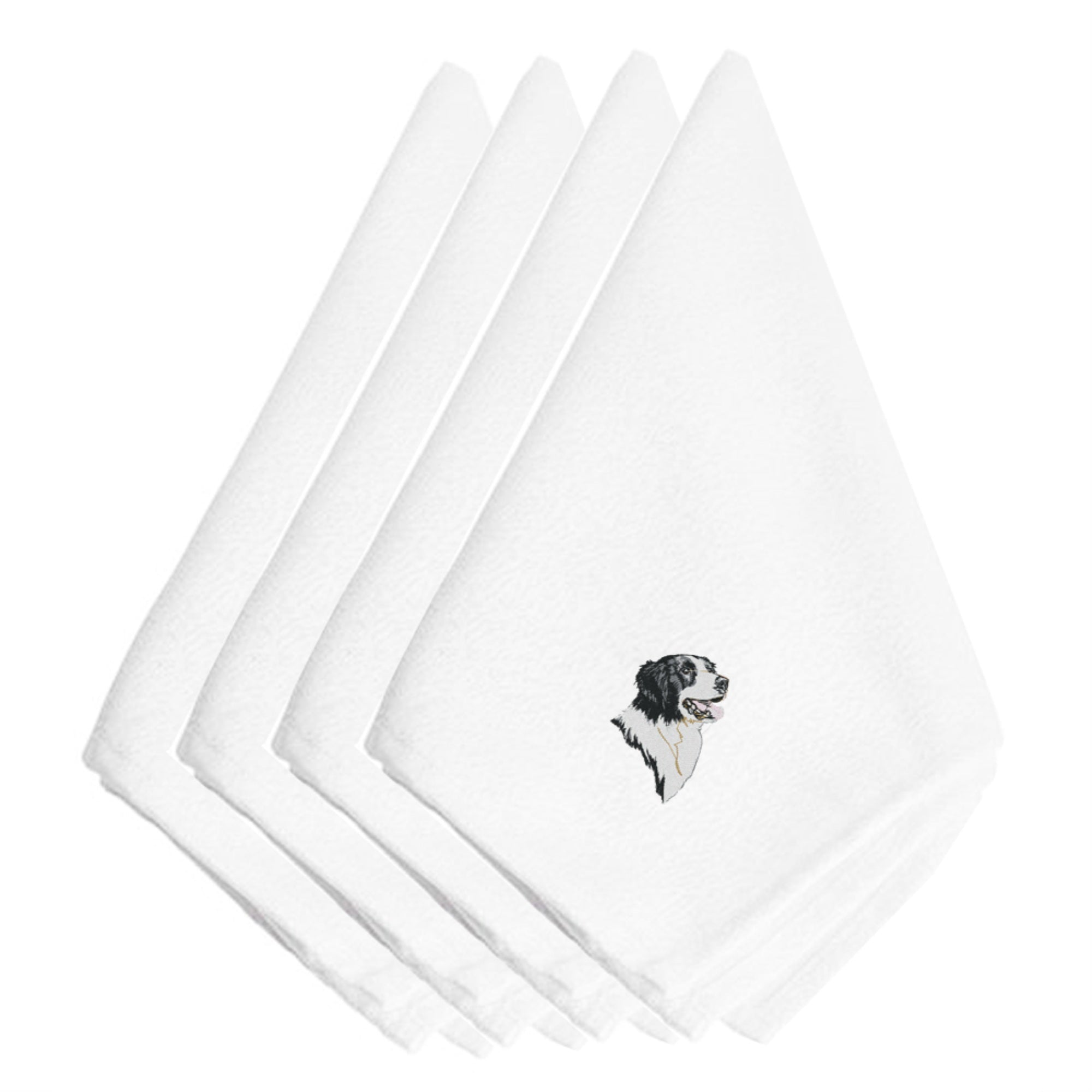 Caroline'S Treasures Embt2497Npke Border Collie Embroidered Napkins (Set Of 4), 20, Multicolor