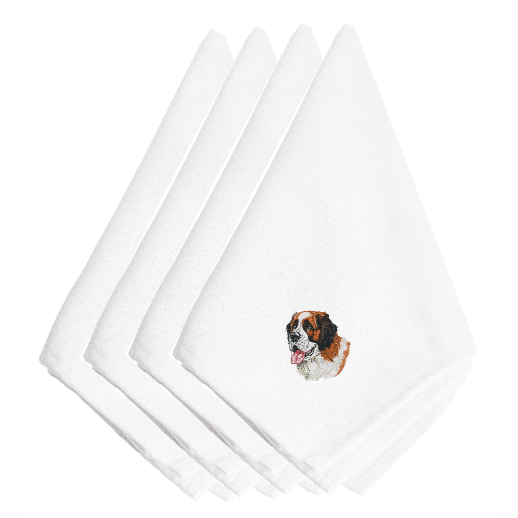 Caroline'S Treasures Embt2712Npke Saint Bernard Embroidered Napkins (Set Of 4), 20, Multicolor