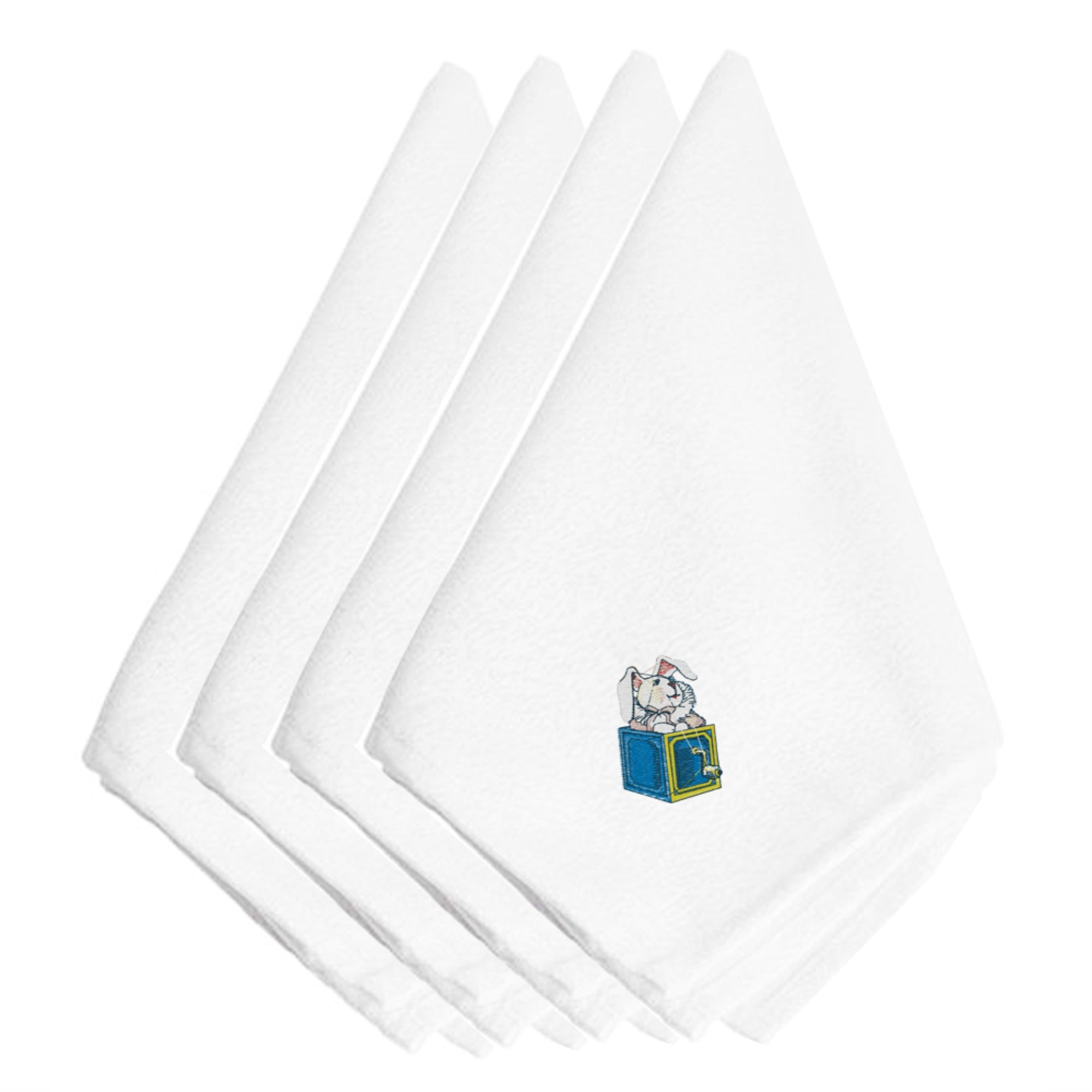 Caroline'S Treasures Embt2976Npke Christmas Toy Rabbit N' A Box Embroidered Napkins (Set Of 4), 20, Multicolor
