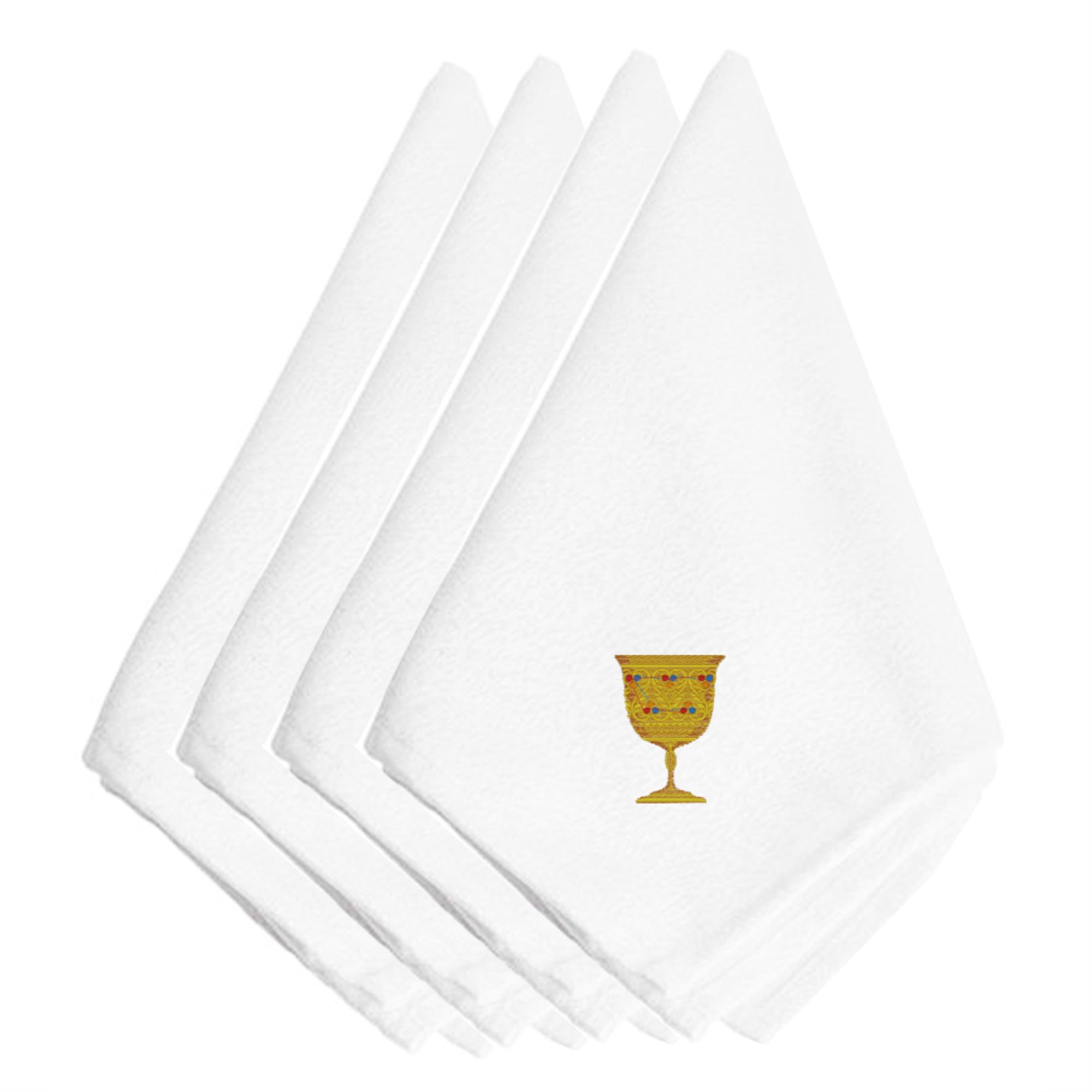 Caroline'S Treasures Embt2992Npke Hanukkah Chaliss Embroidered Napkins (Set Of 4), 20, Multicolor
