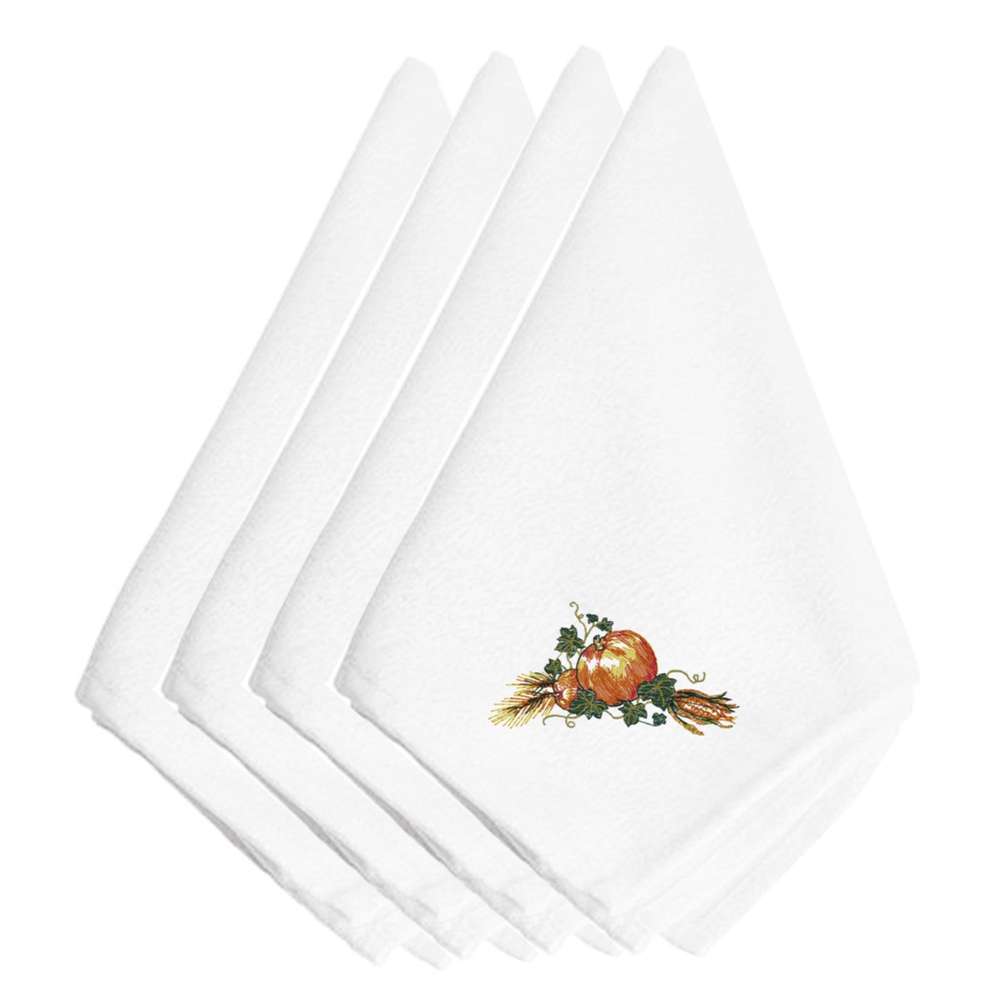 Caroline'S Treasures Embt3007Npke Thanksgiving Harvest Bounty Embroidered Napkins (Set Of 4), 20, Multicolor
