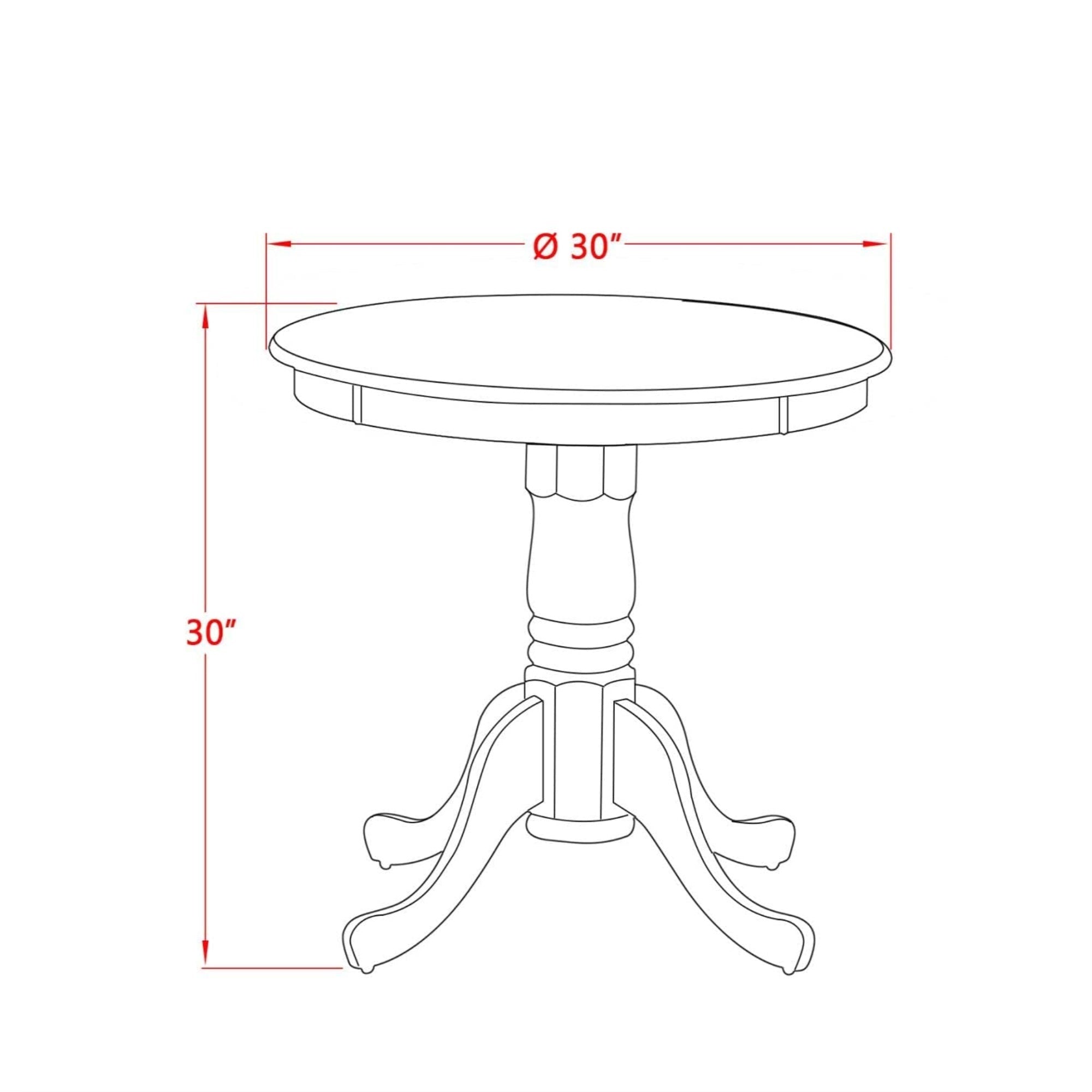 Casafoyer Emt-Bmk-Tp Eden Dining Table - A Round Wooden Table Top With Pedestal Base, 30X30 Inch, Buttermilk & Cherry