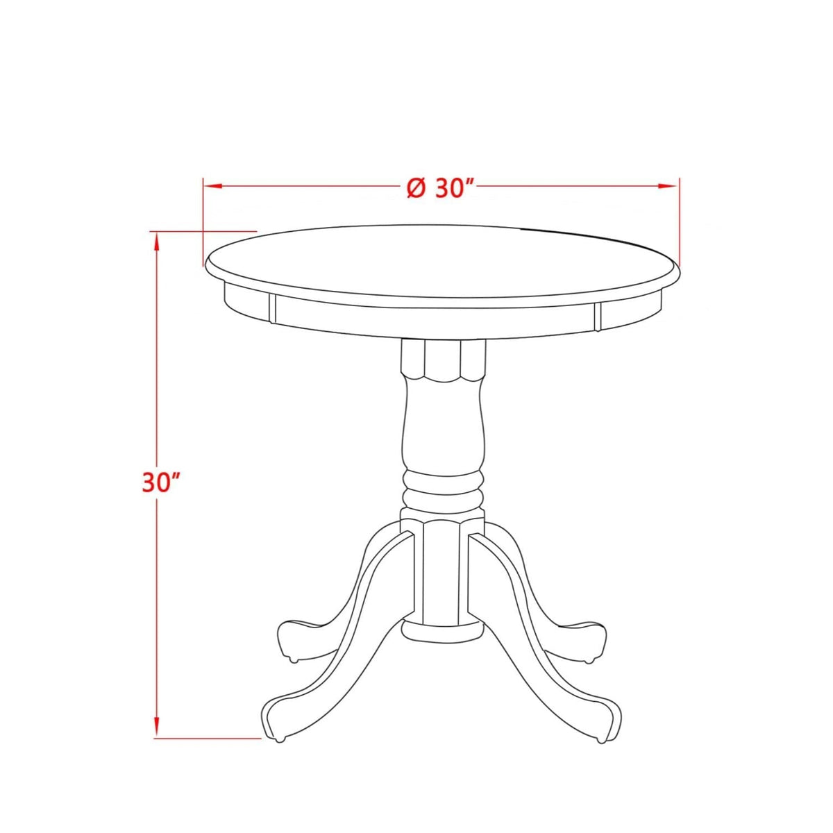 Casafoyer Emt-Olw-Tp Eden Dining Room Table - A Round Kitchen Table Top With Pedestal Base, 30X30 Inch, Oak & Linen White