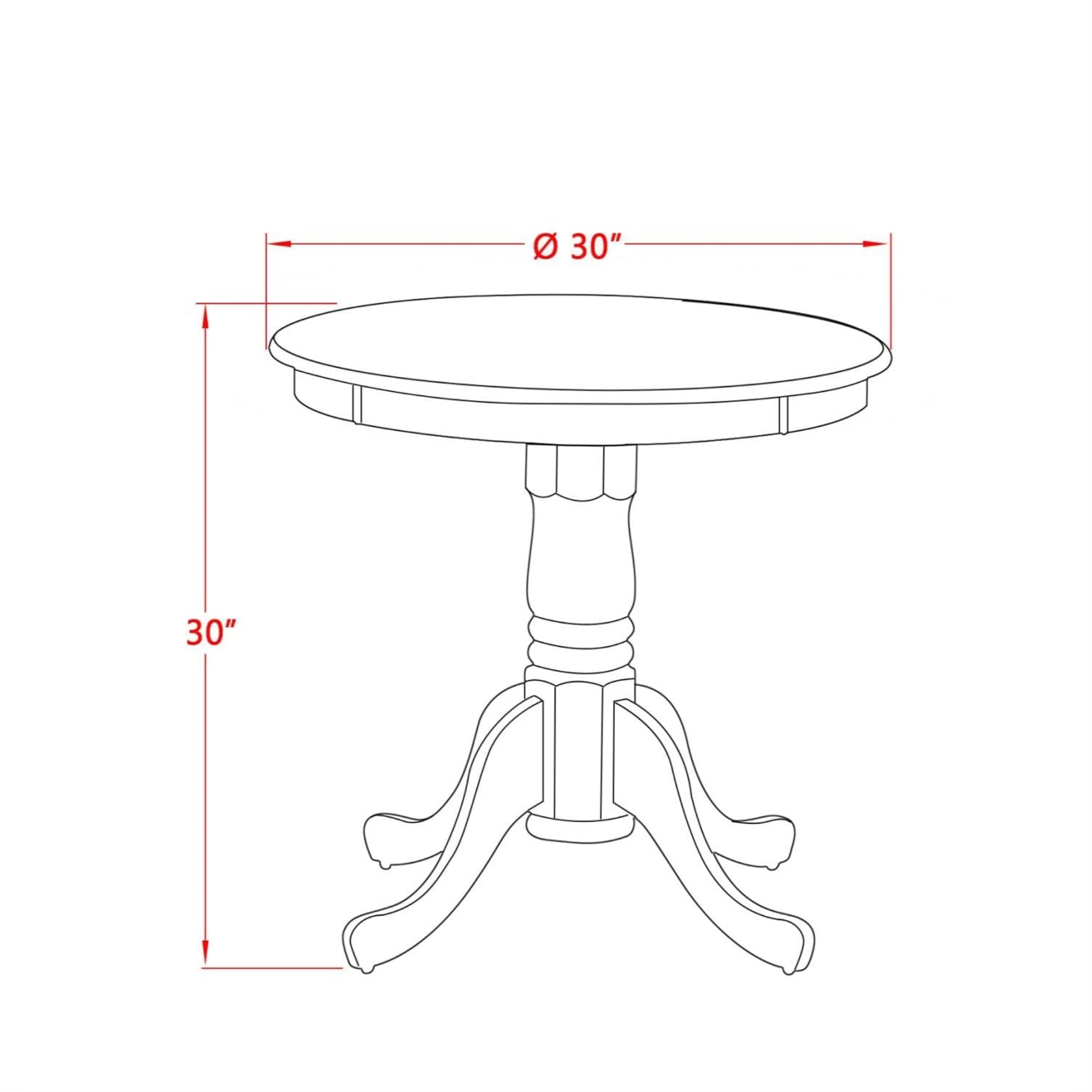 East West Furniture Emt-Olw-Tp Eden Dining Room Table - A Round Kitchen Table Top With Pedestal Base, 30X30 Inch, Oak & Linen White