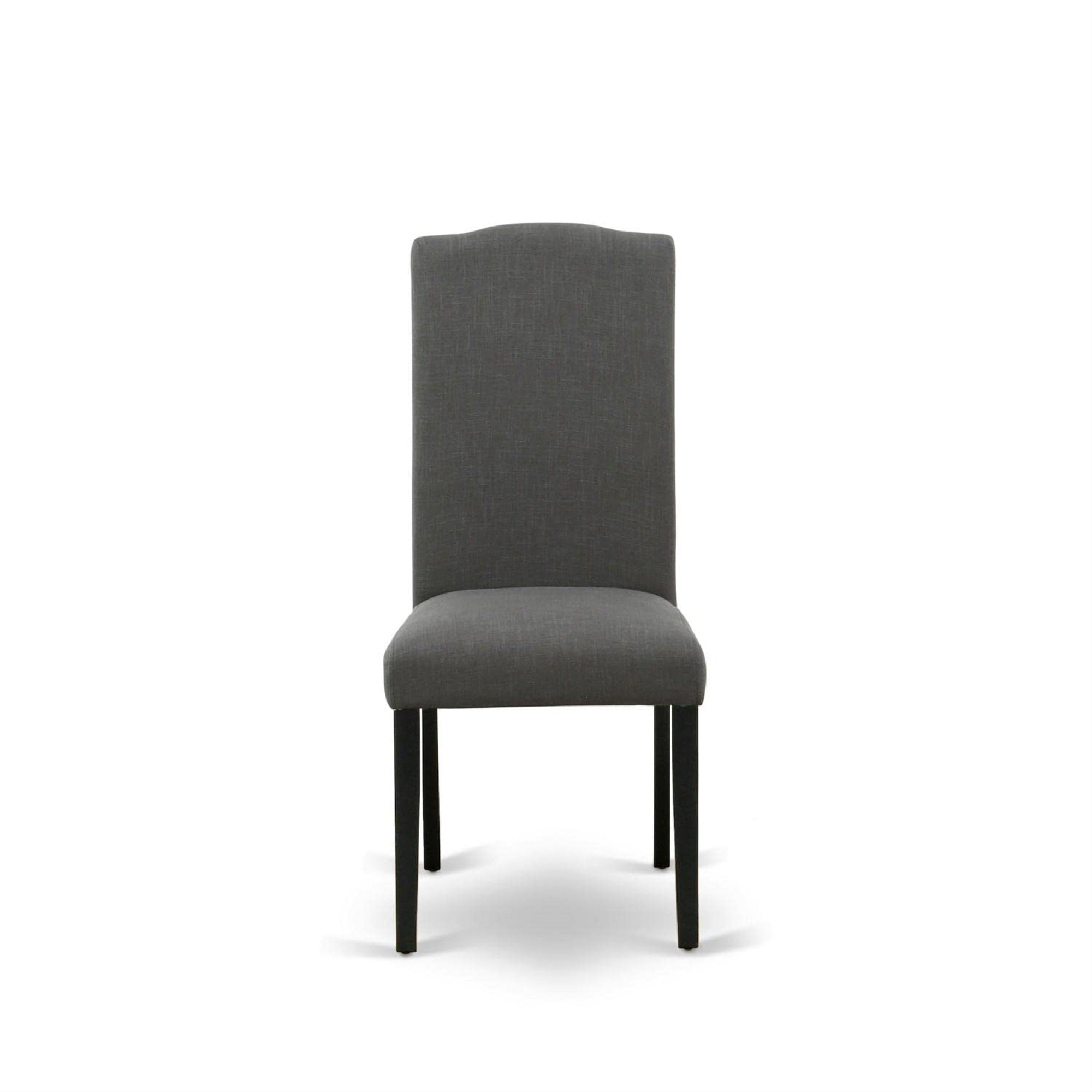 Casafoyer Enp1T20 Encinal Parson Dining Room Chairs - Nailhead Trim Dark Gotham Linen Fabric Padded Chairs, Set Of 2, Black