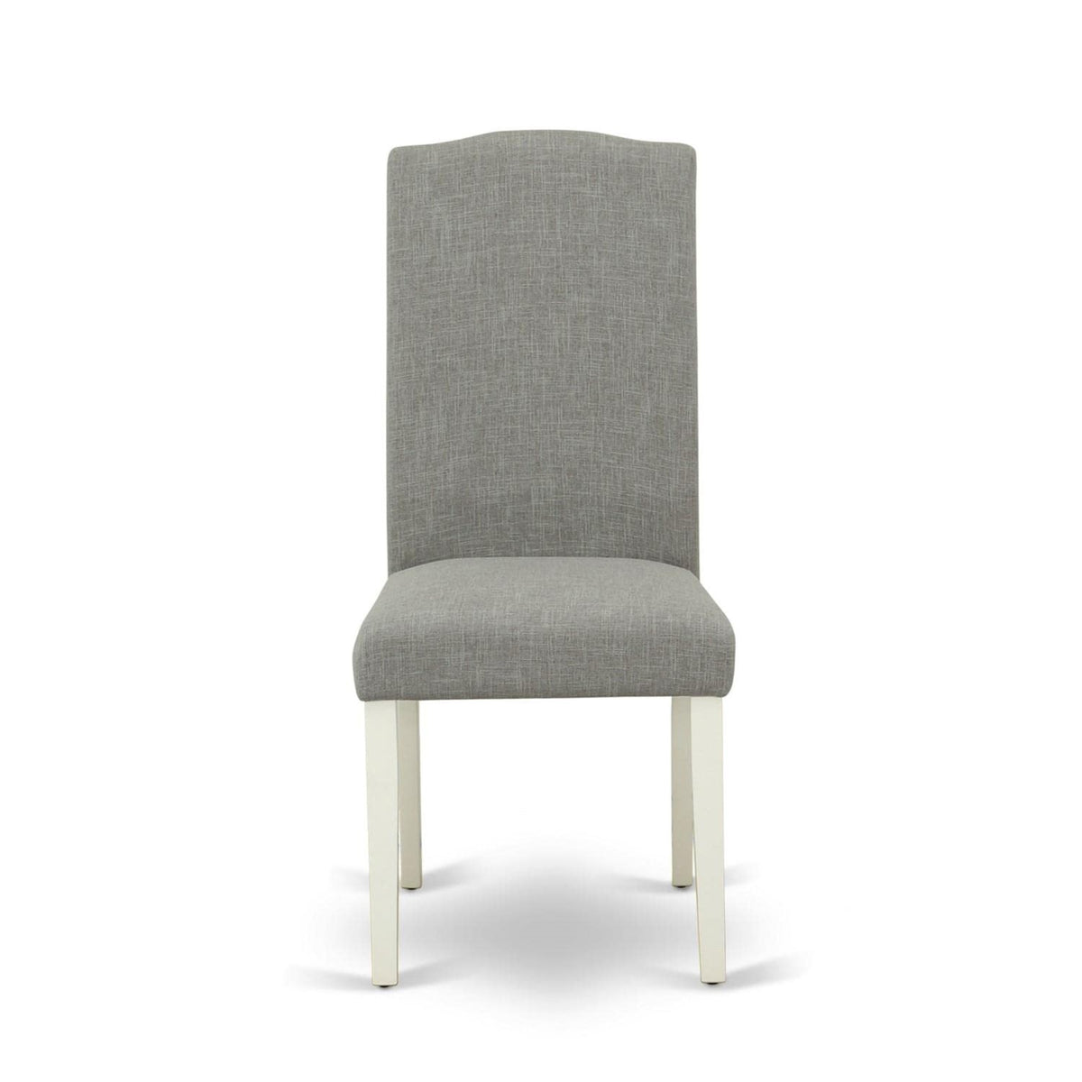Casafoyer Enp2T06 Encinal Parson Dining Chairs - Nailhead Trim Dark Shitake Linen Fabric Padded Chairs, Set Of 2, Linen White