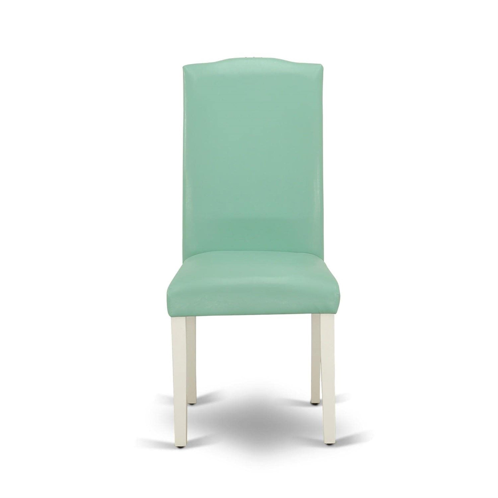 Casafoyer Enp2T57 Encinal Parson Kitchen Chairs - Nailhead Trim Pond Faux Leather Padded Dining Chairs, Set Of 2, Linen White
