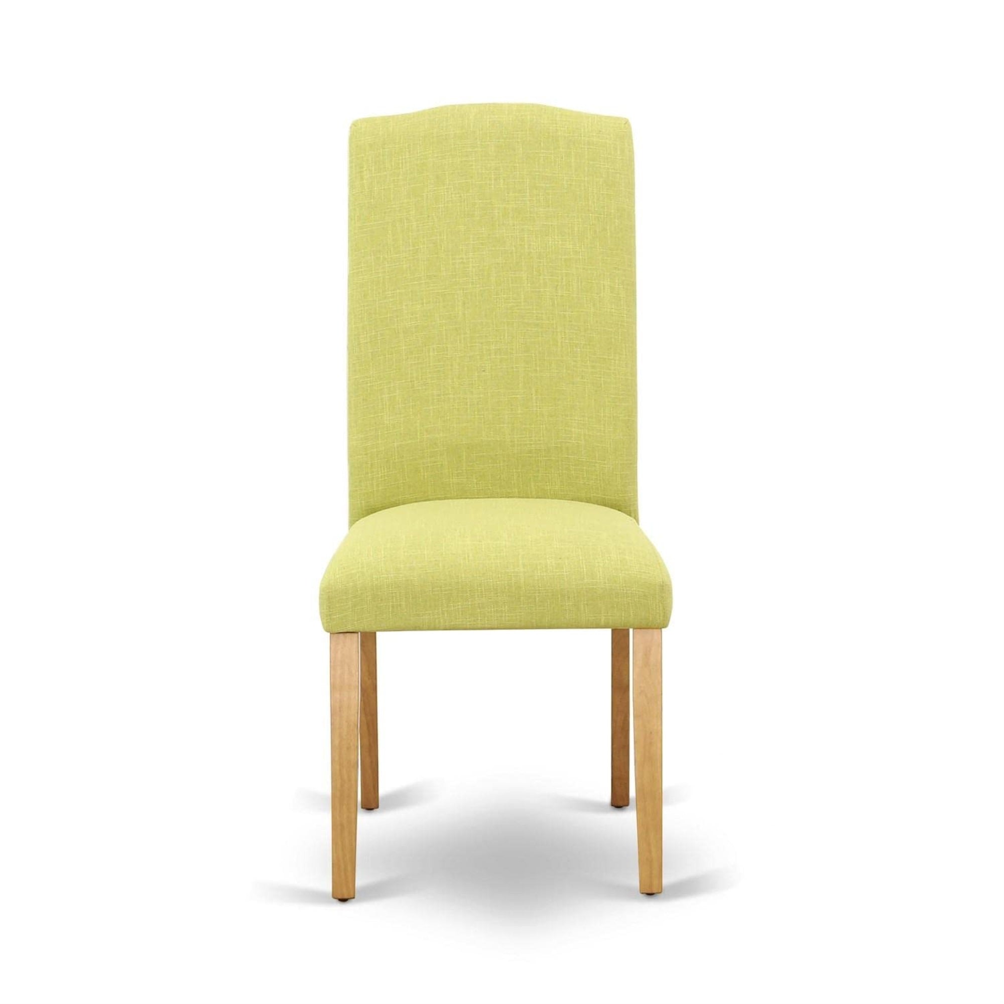 East West Furniture Enp4T07 Encinal Parson Dining Chairs - Nailhead Trim Limelight Linen Fabric Upholstered Chairs, Set Of 2, Oak