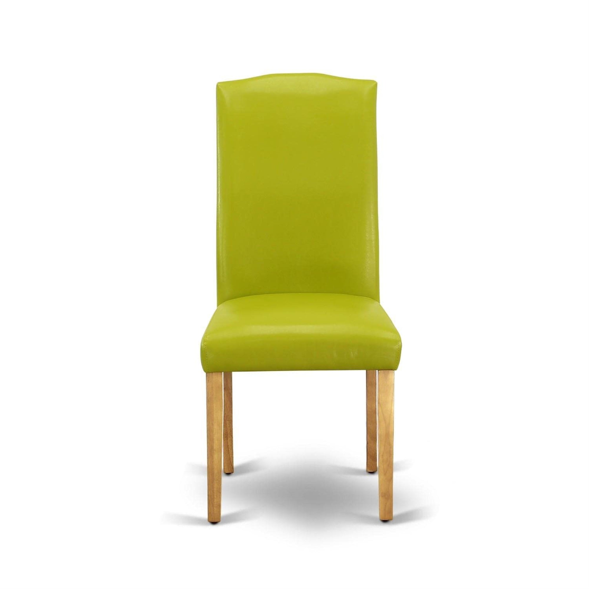 East West Furniture Enp4T51 Encinal Parsons Dining Chairs - Nailhead Trim Autumn Green Faux Leather Upholstered Chairs, Set Of 2, Oak
