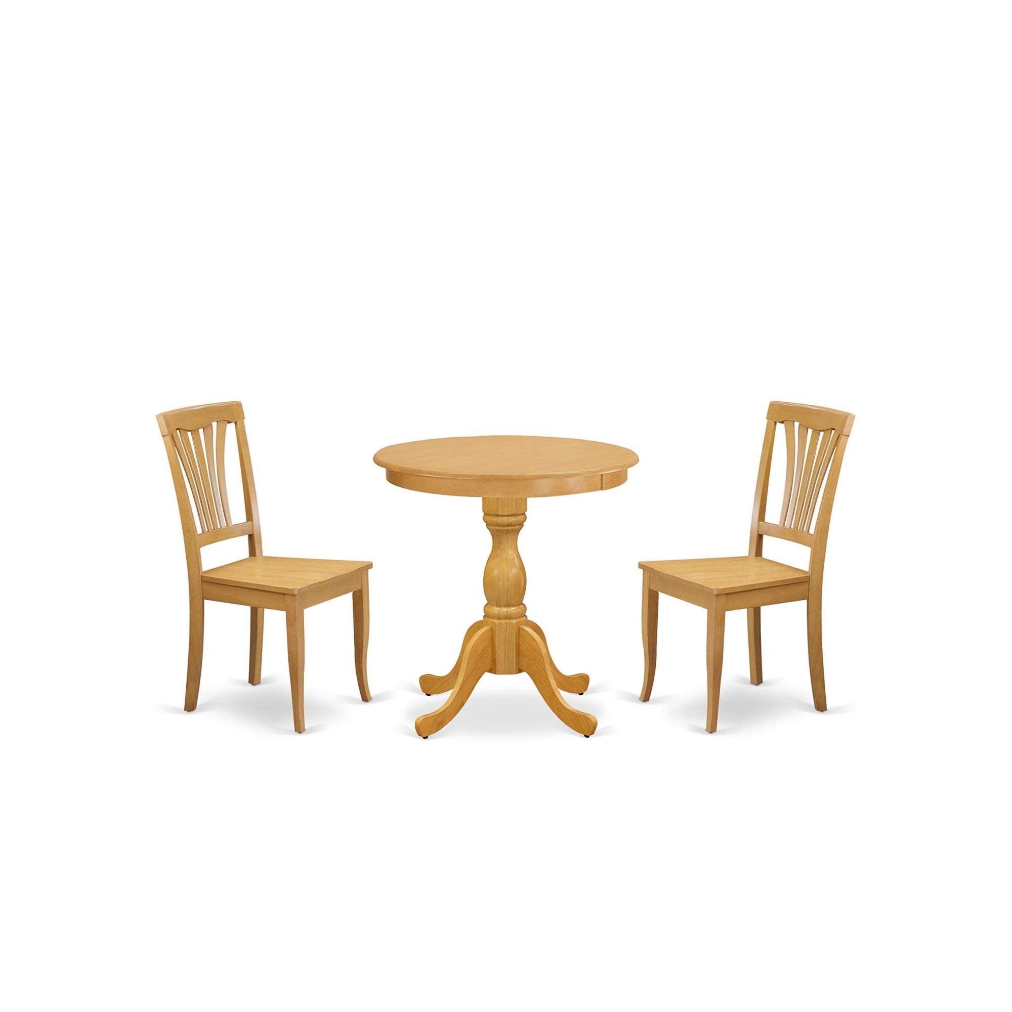 East West Furniture Esav3-Oak-W Eden 3 Piece Modern Set Contains A Round Wooden Table With Pedestal And 2 Kitchen Dining Chairs, 30X30 Inch